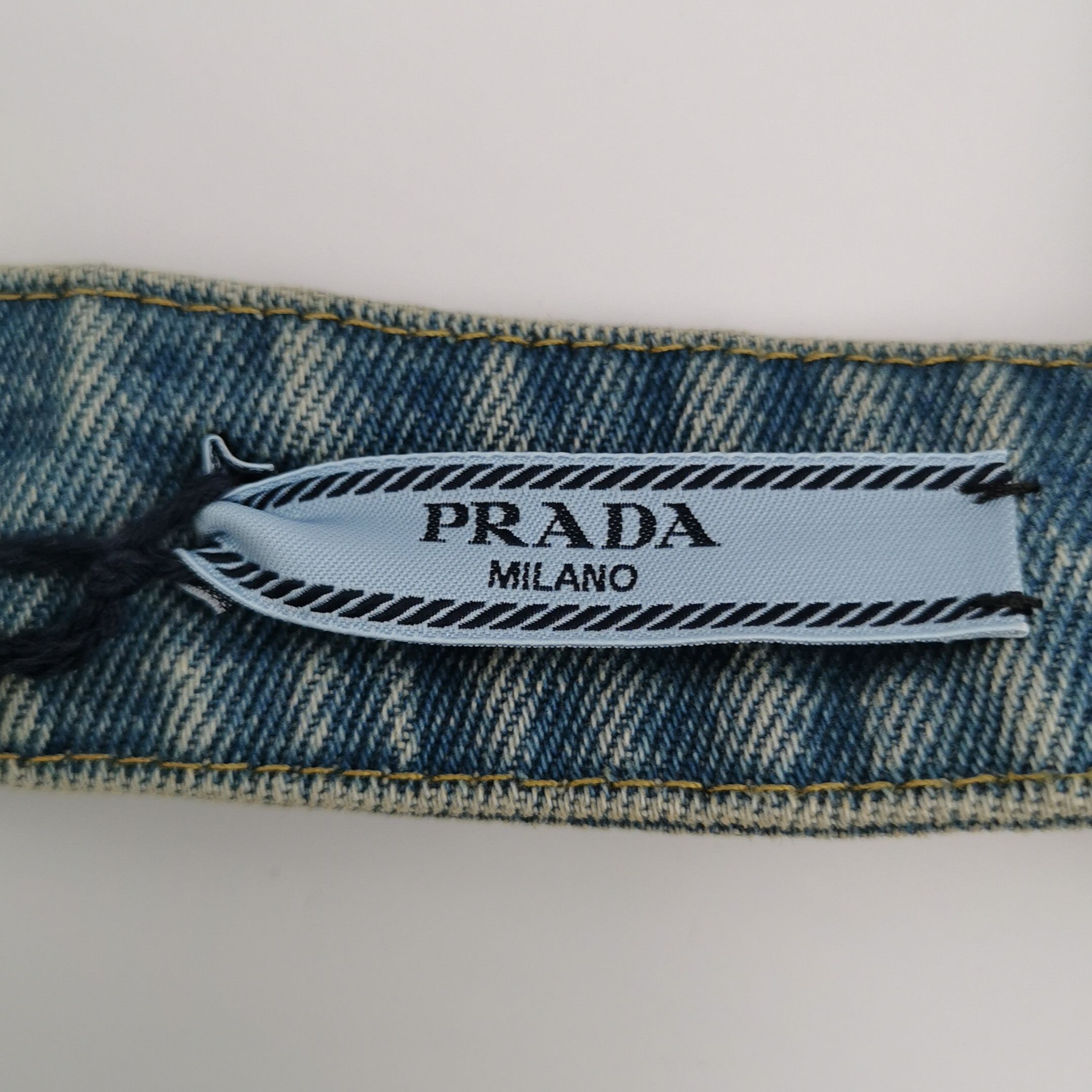 Prada Prada Cotton Triangle Logo Denim Crop Top 0089 Size XS / US 0-2 / IT 36-38 - 5 Thumbnail