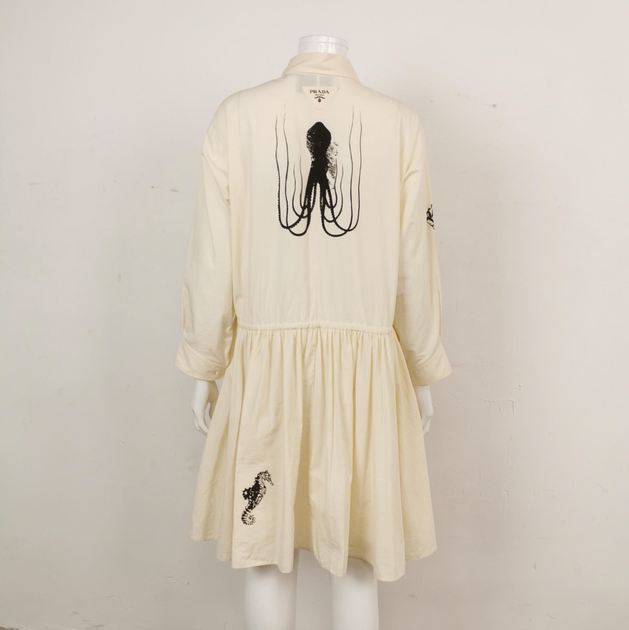 Prada Prada Cotton Mermaid Print Dress Size 40 0089 Size M / US 6-8 / IT 42-44 - 2 Thumbnail