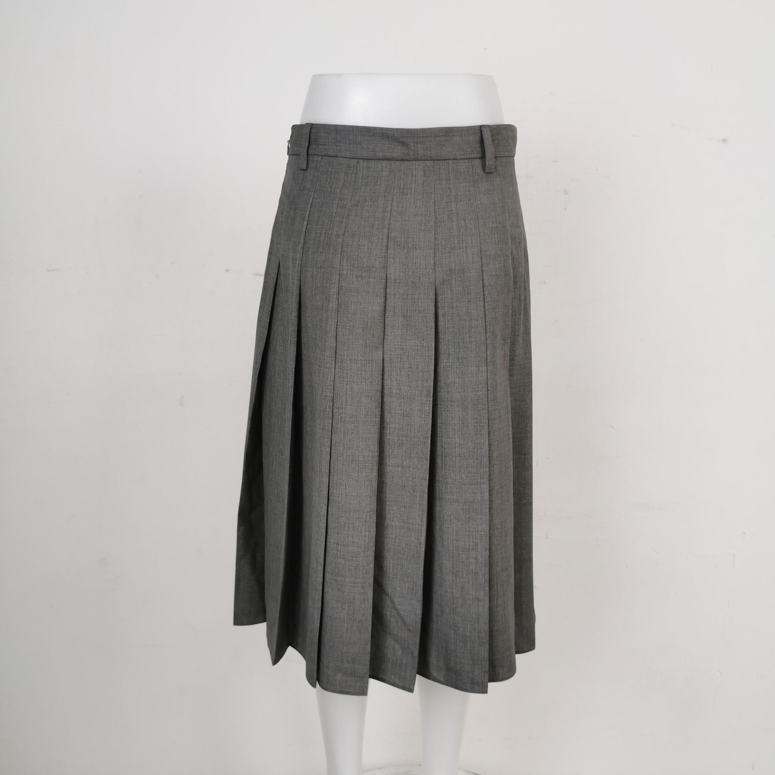 Prada Prada Gray Pleated Wool Midi Skirt 0089 Size 38" / US 16 / IT 52 - 2 Thumbnail