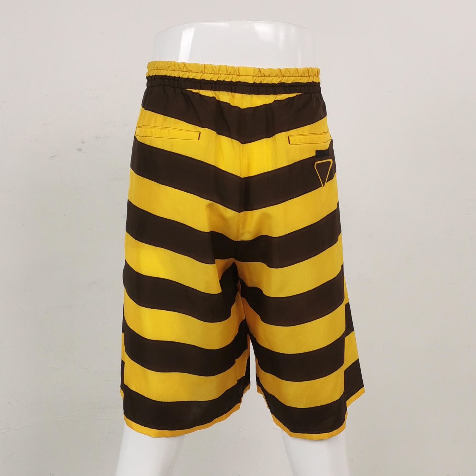 Prada Prada Striped Silk Shorts in Yellow and Brown 0089 Size 28" / US 6 / IT 42 - 2 Thumbnail