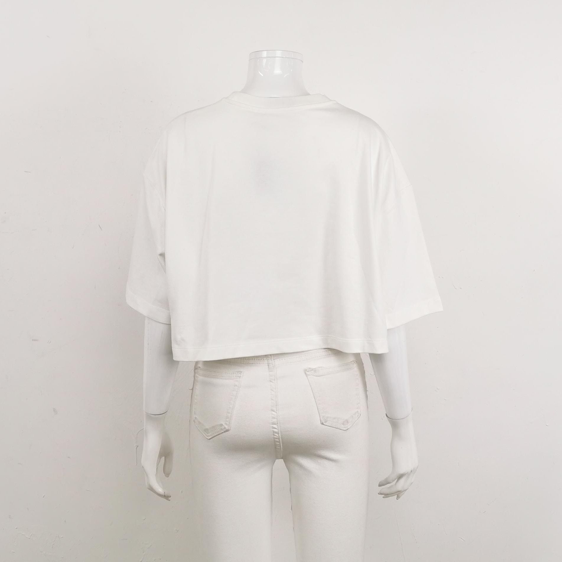 Prada Prada Cotton White Triangle Logo T-Shirt 0089 Size M / US 6-8 / IT 42-44 - 2 Thumbnail