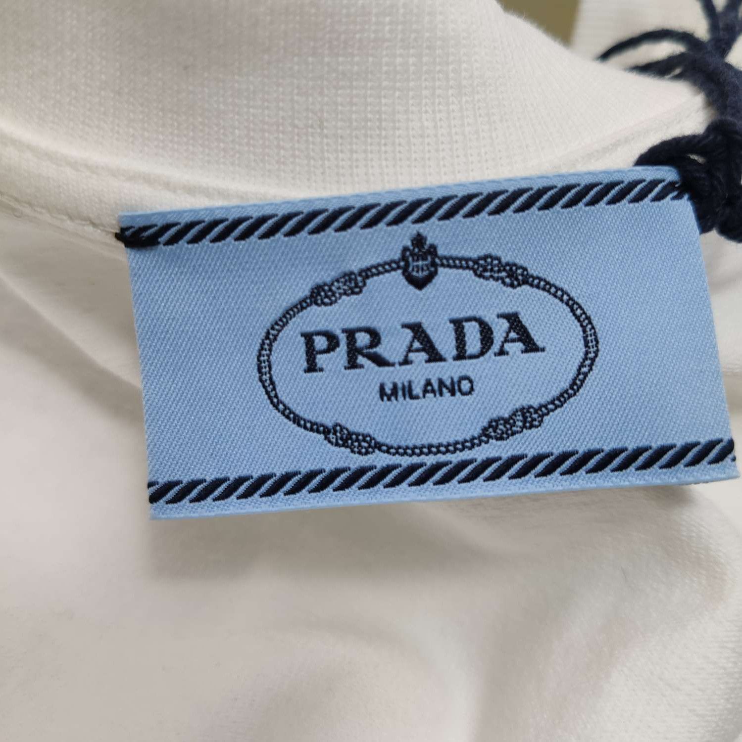 Prada Prada Cotton White Triangle Logo T-Shirt 0089 Size M / US 6-8 / IT 42-44 - 5 Thumbnail