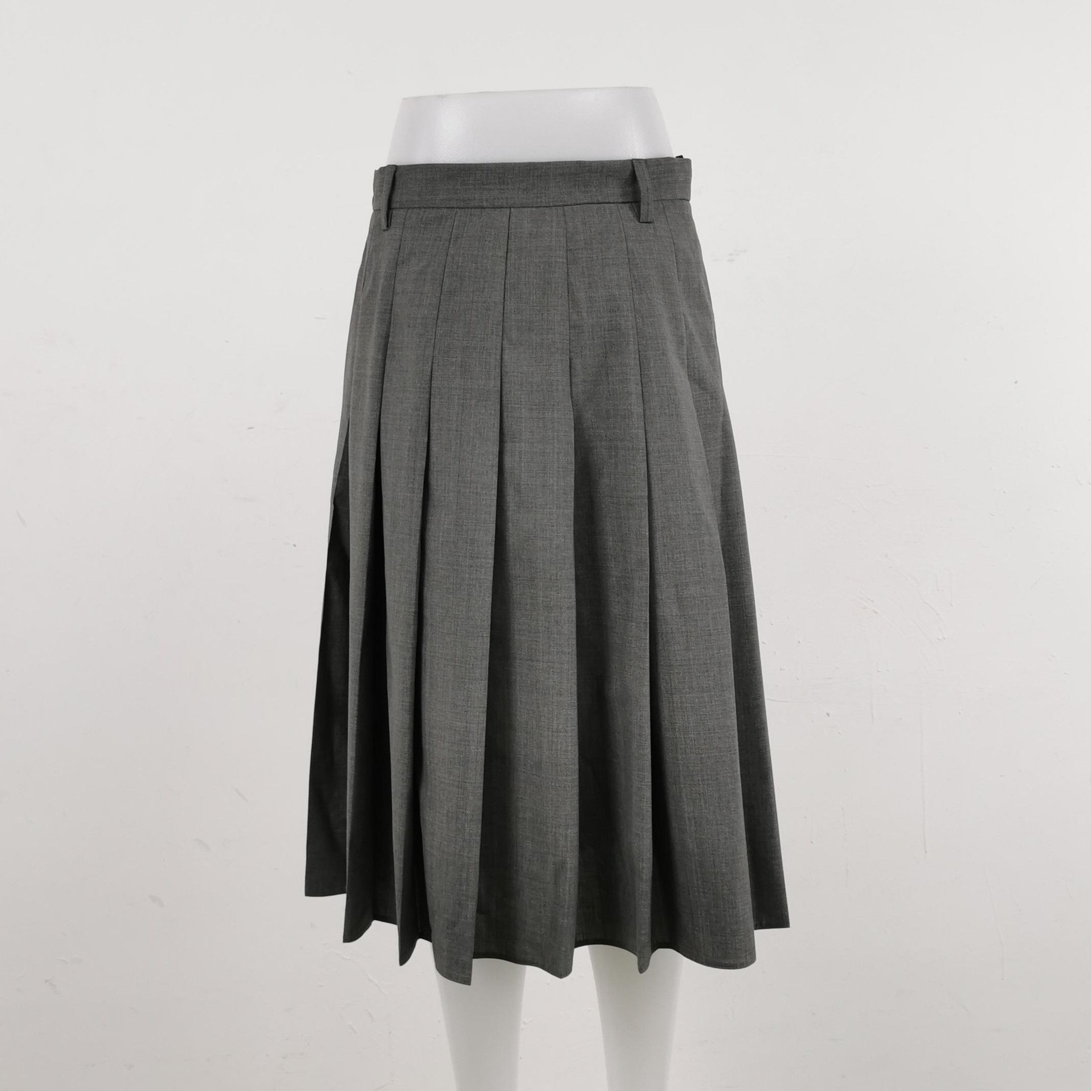 Prada Prada Gray Pleated Wool Midi Skirt Size 38 0089 Size 38" / US 16 / IT 52 - 2 Thumbnail