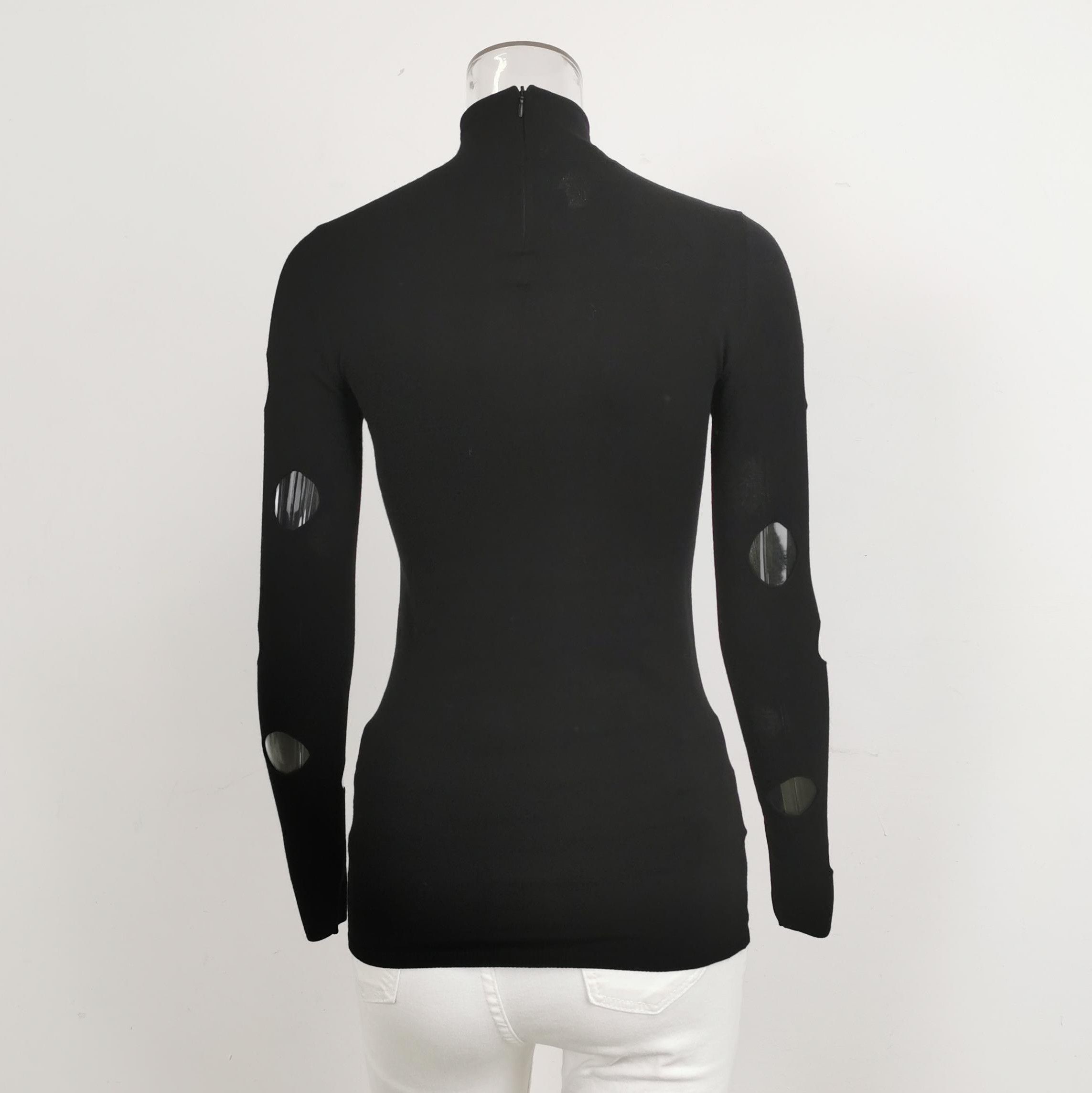 Prada Prada Black High-Neck Knit Top with Cutouts 0089 Size S / US 4 / IT 40 - 2 Thumbnail