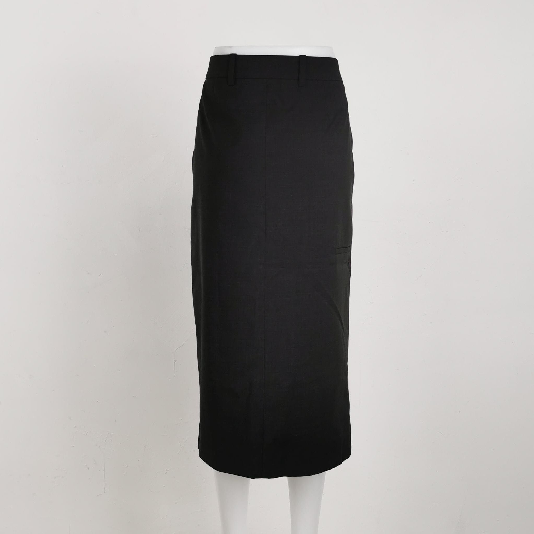 Prada Prada Black Wool Midi Skirt Size 42 0089 Size 42" / US 20 - 2 Thumbnail