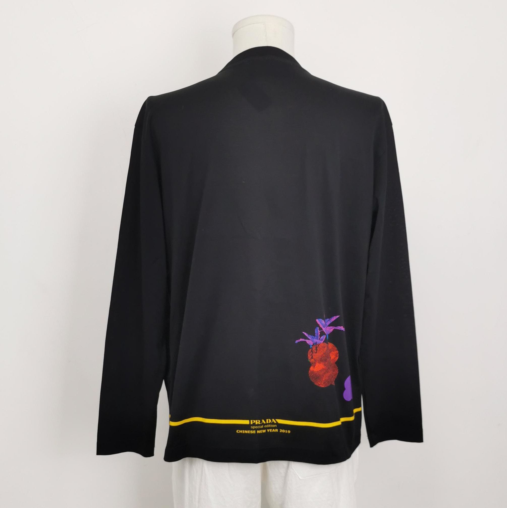 Prada Prada Cotton Graphic Long Sleeve T-Shirt 0089 Size L / US 10 / IT 46 - 2 Thumbnail
