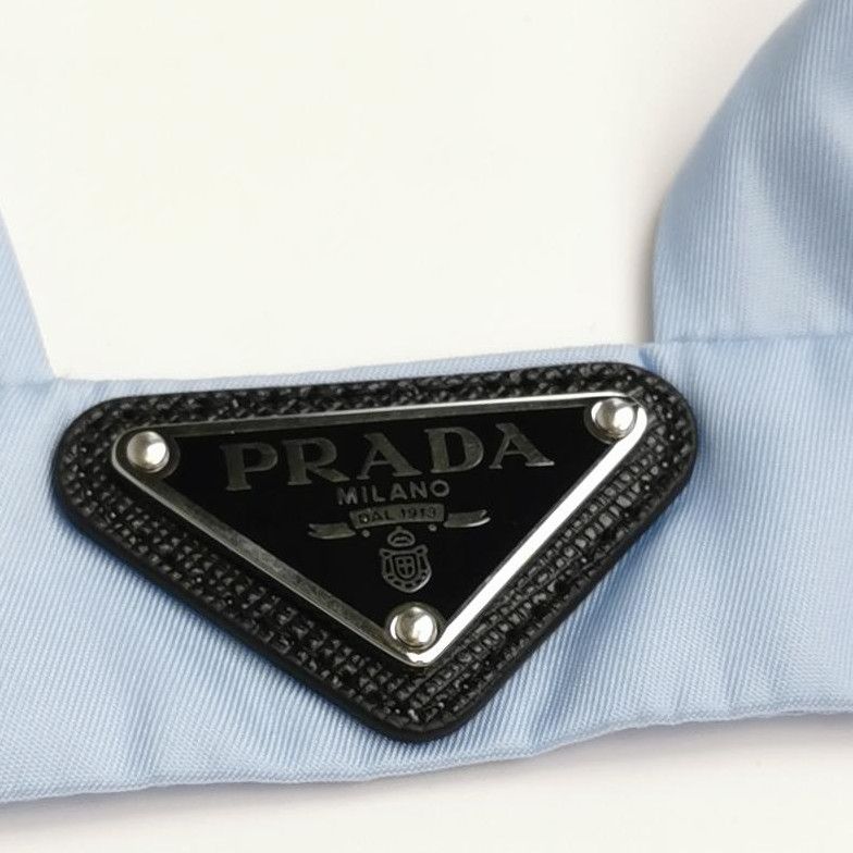 Prada Prada Triangle Logo Silk Bralette in Light Blue 0089 Size L / US 10 / IT 46 - 3 Thumbnail