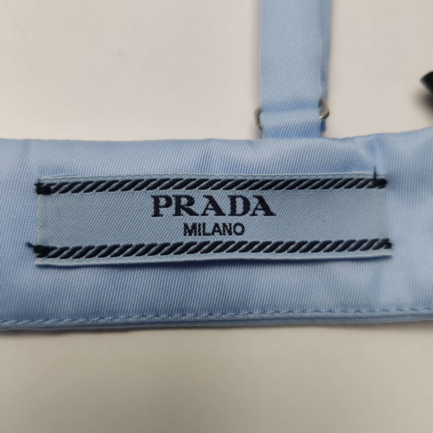 Prada Prada Triangle Logo Silk Bralette in Light Blue 0089 Size L / US 10 / IT 46 - 6 Thumbnail