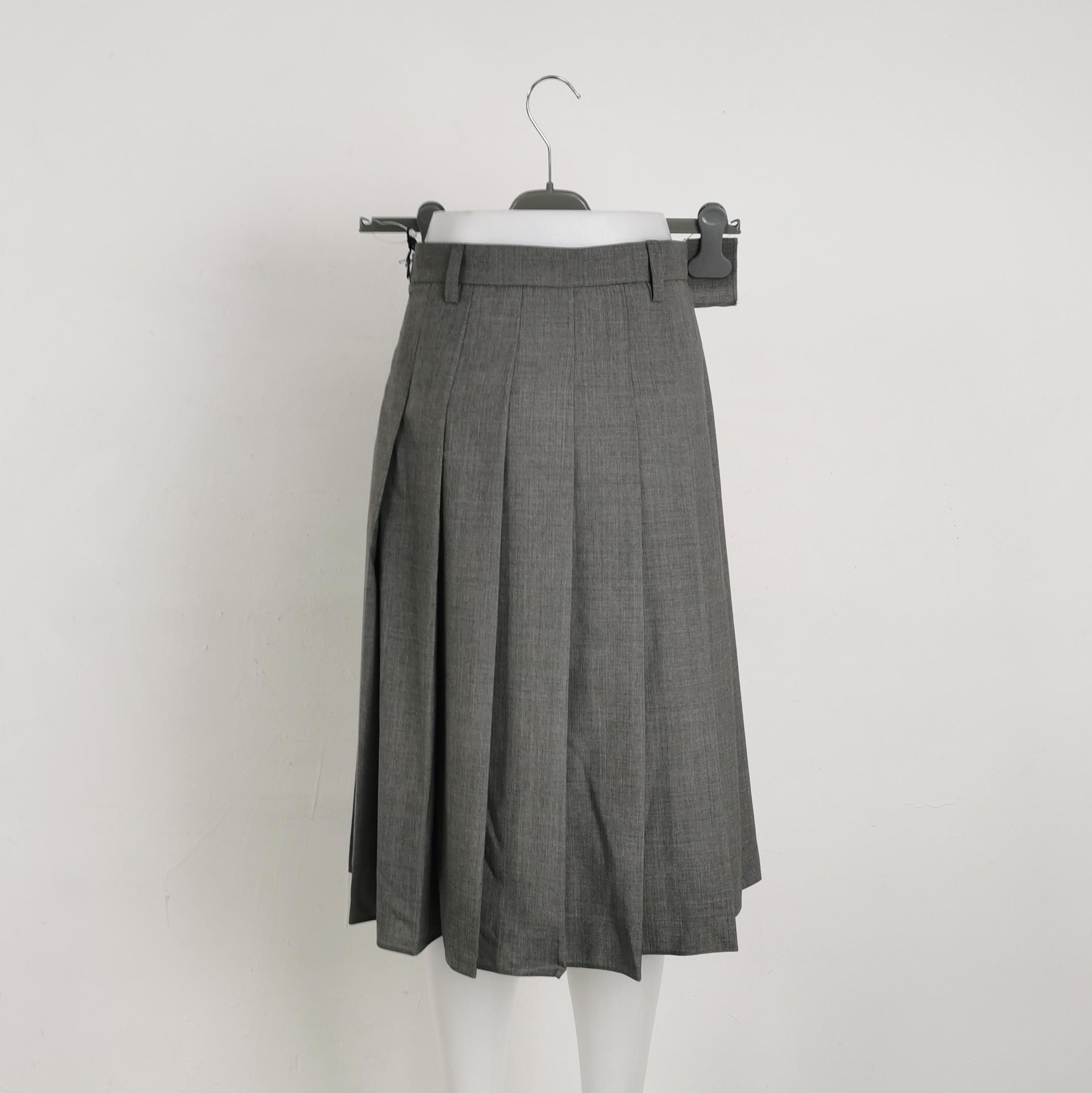 Prada Prada Wool Pleated Midi Skirt in Gray 0089 Size 22" - 2 Thumbnail