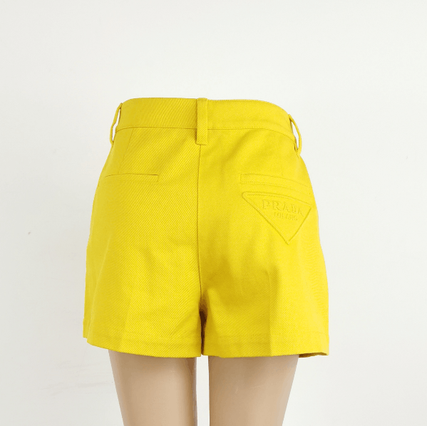 Prada Prada Yellow Cotton Triangle Logo Shorts 0089 Size 40" / US 18 - 3 Thumbnail