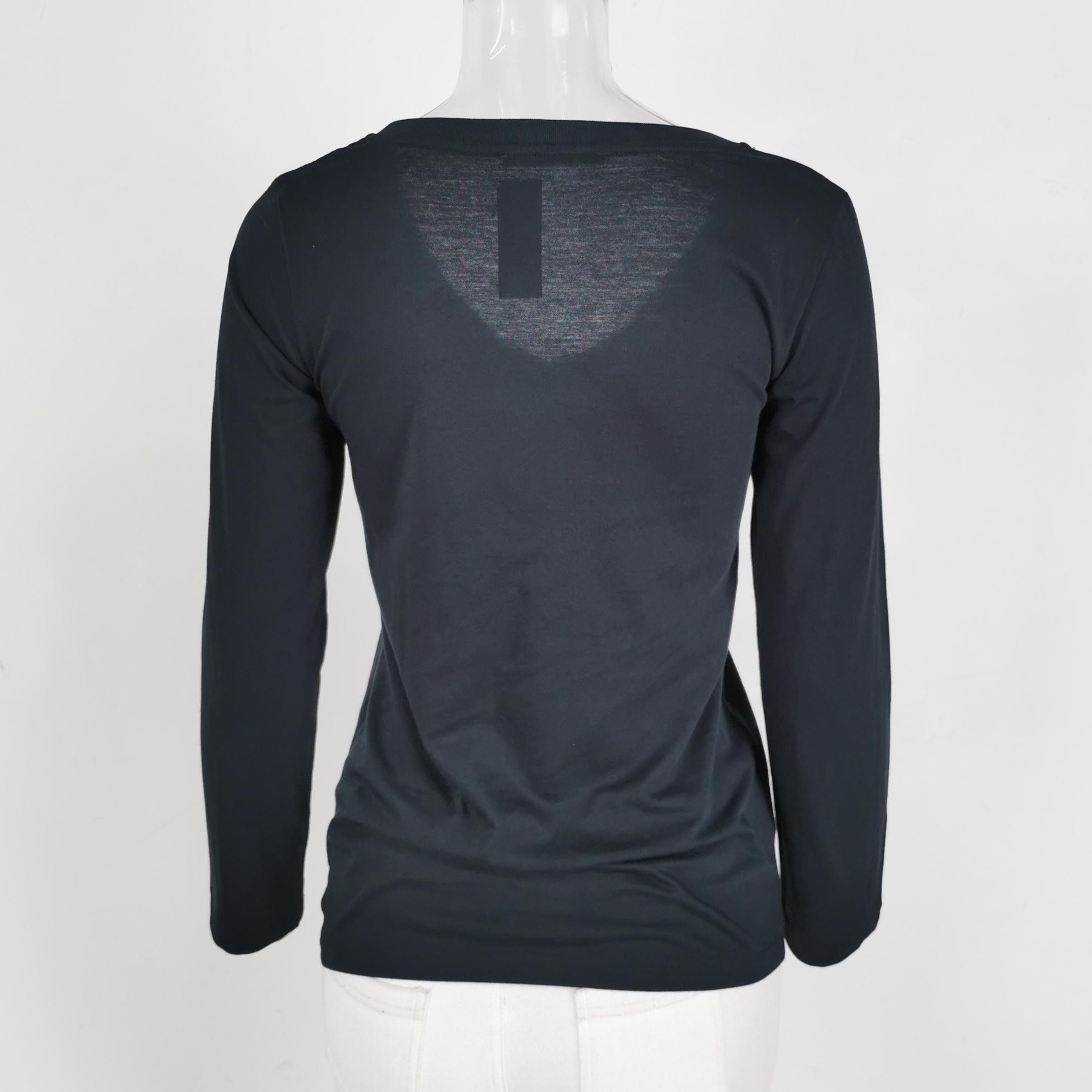 Prada Prada Cotton V-Neck Long Sleeve Top in Medium 0089 Size M / US 6-8 / IT 42-44 - 3 Thumbnail