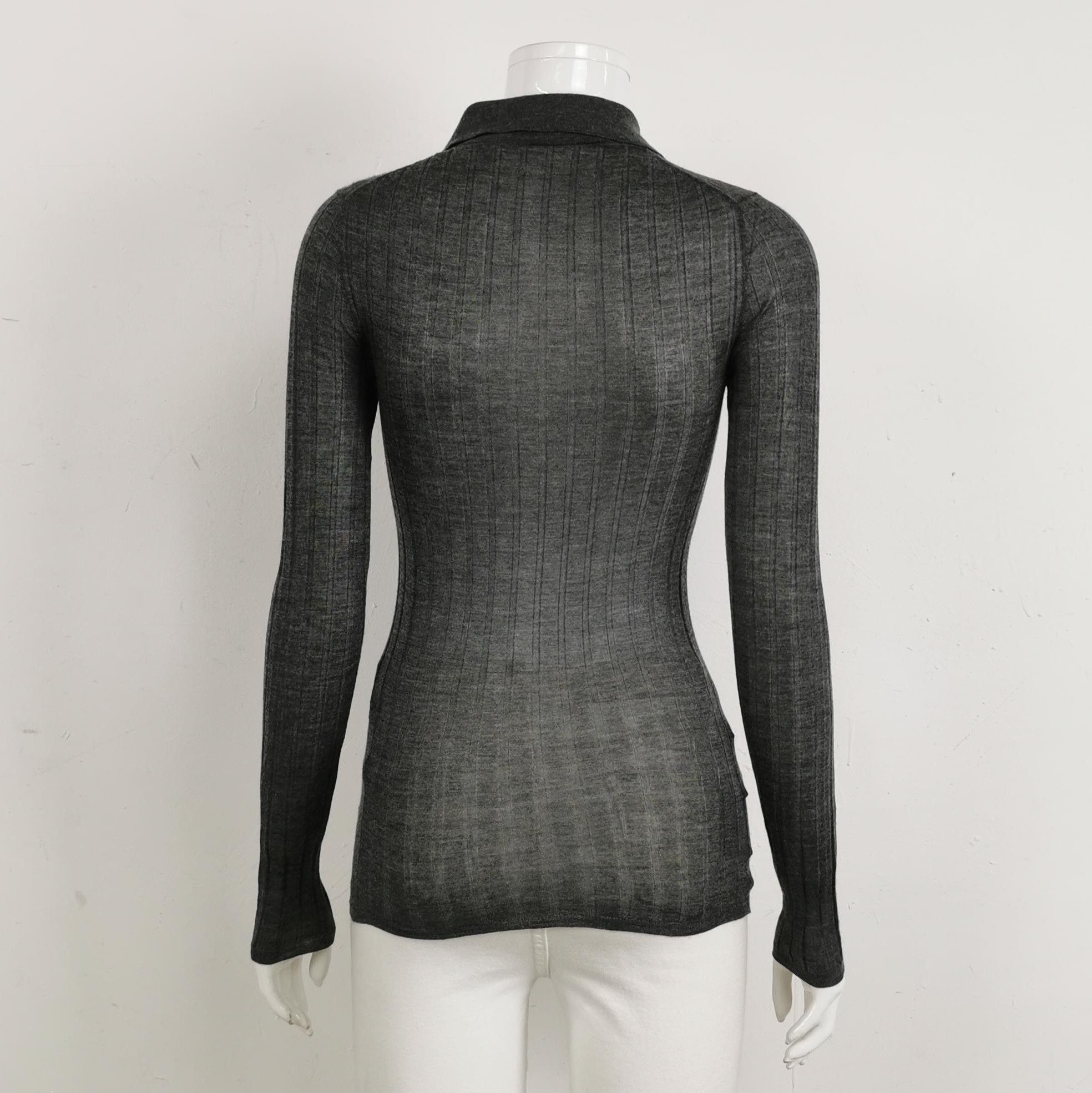 Prada Prada Cashmere Silk Blend Polo Knit Sweater 0089 Size XXS / US 00 / IT 34 - 2 Thumbnail