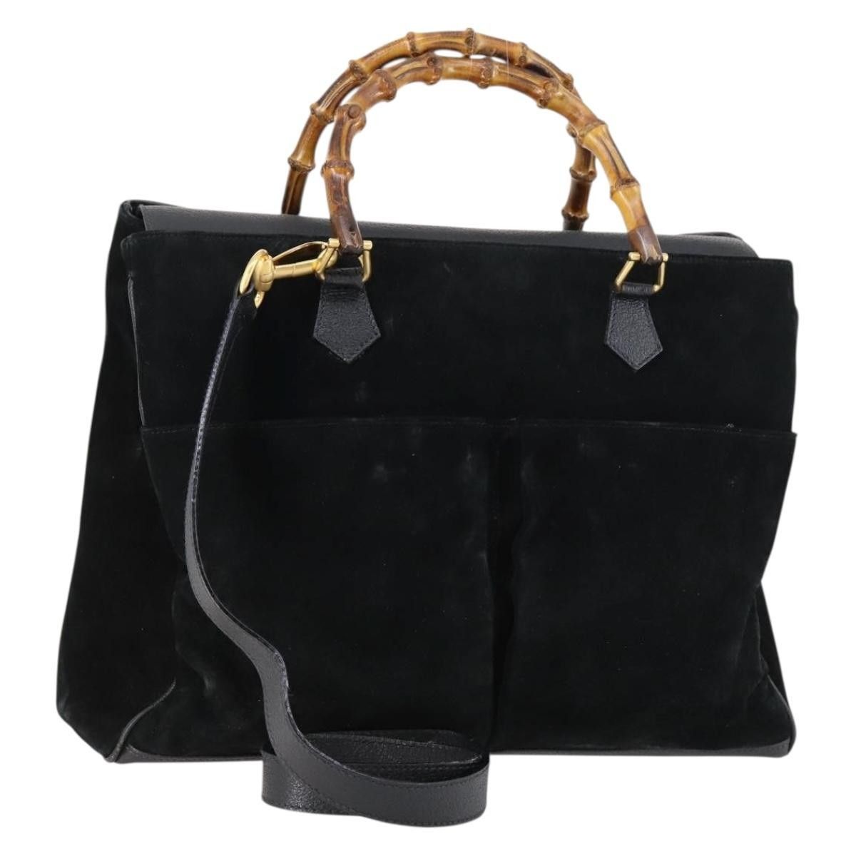 Gucci Gucci Vintage Bamboo Handle Bag Suede Size ONE SIZE - 14 Thumbnail
