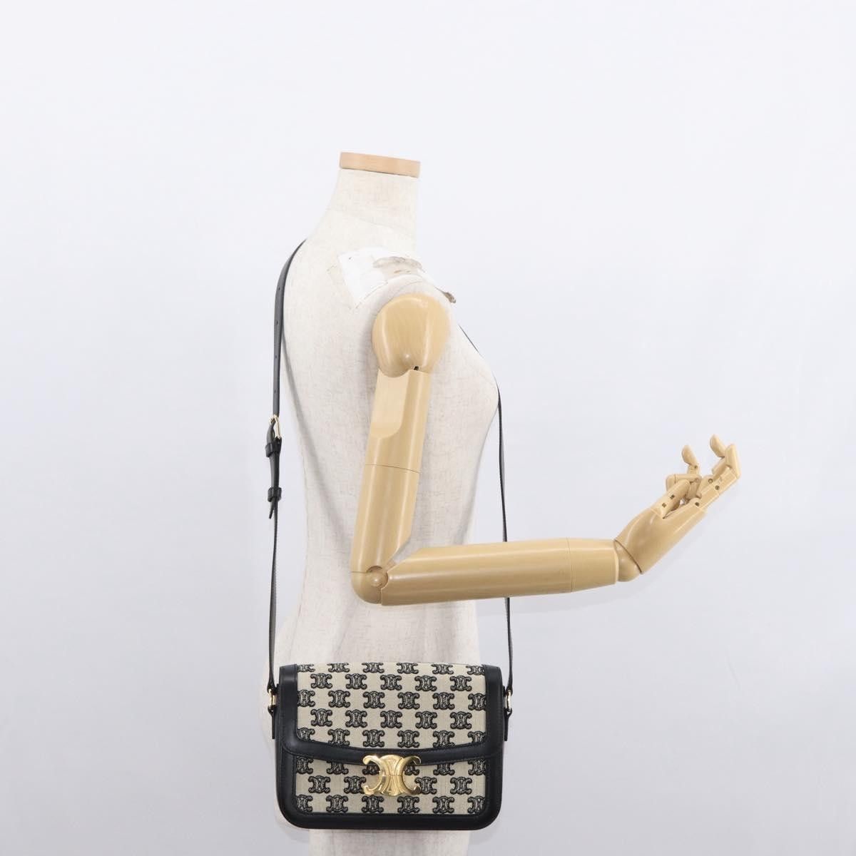 Celine Celine Triomphe Shoulder Bag Canvas with Leather Size ONE SIZE - 16 Thumbnail