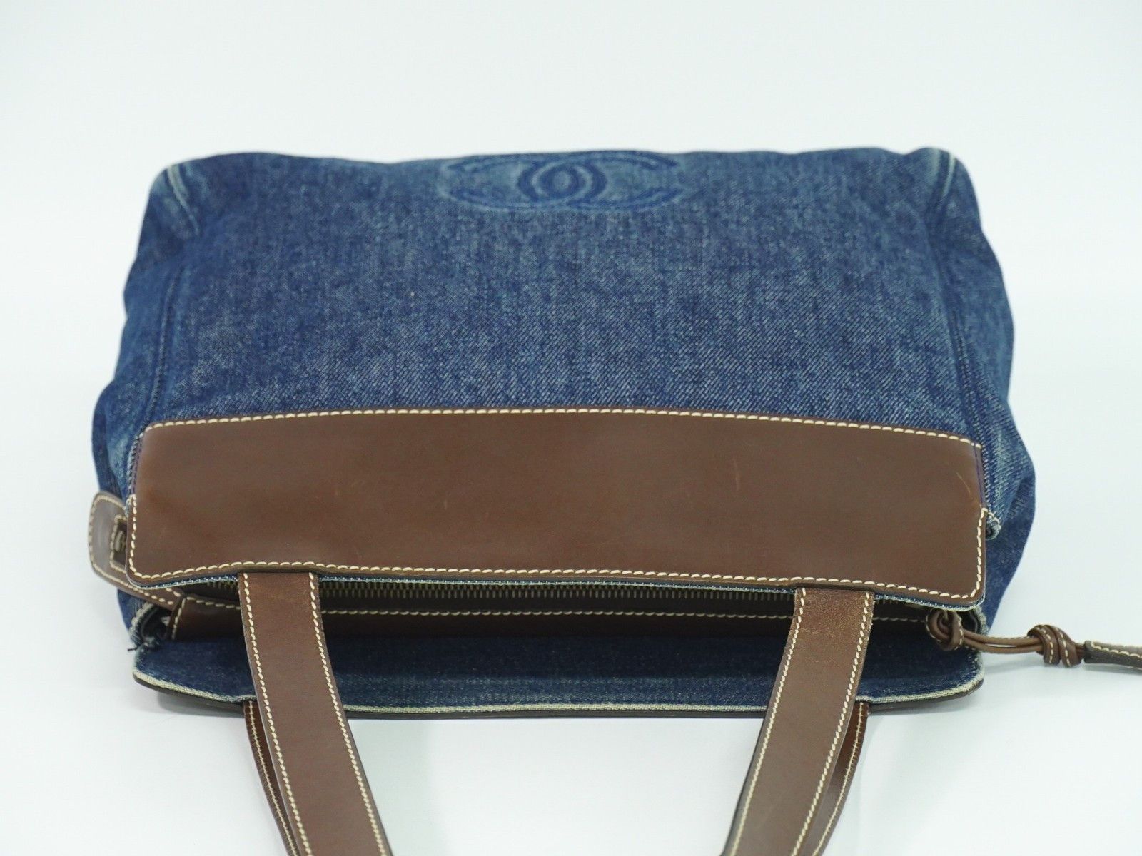 Chanel Chanel Vintage CC Tote Denim with Leather Size ONE SIZE - 11 Thumbnail