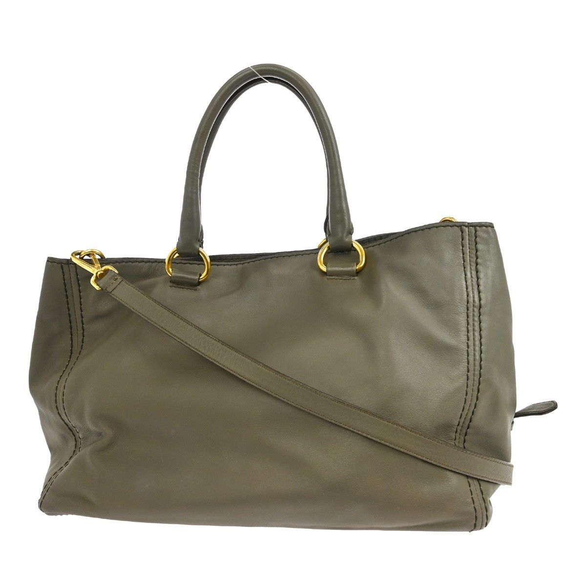 Prada Prada Front Pocket Convertible Tote Leather Size ONE SIZE - 2 Thumbnail