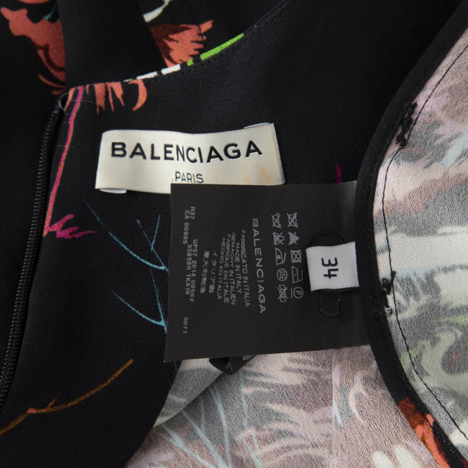 Balenciaga Belted Short Sleeve Printed Dress Size XS / US 0-2 / IT 36-38 - 7 Thumbnail
