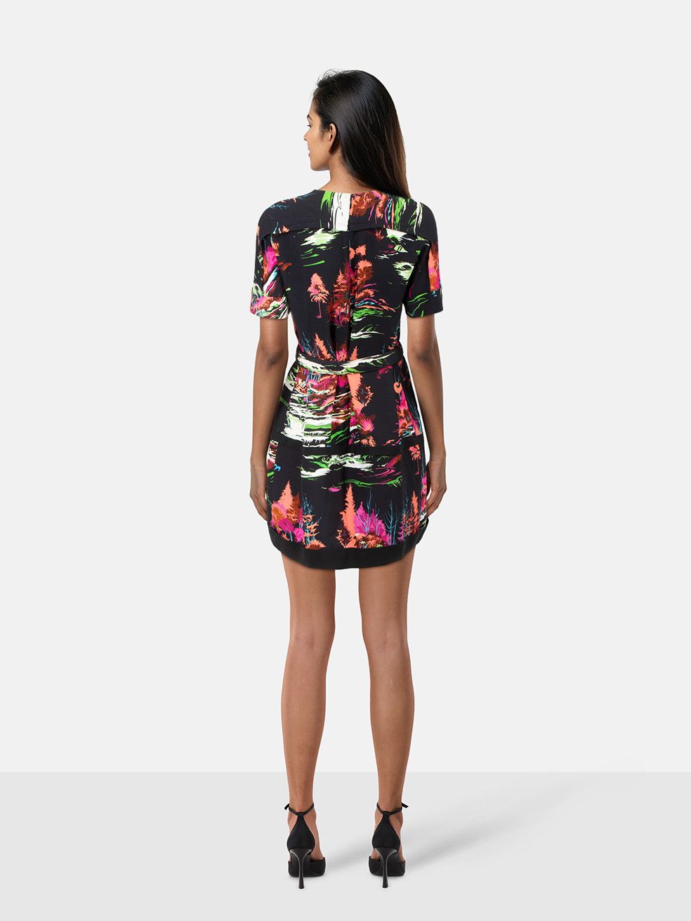 Balenciaga Belted Short Sleeve Printed Dress Size XS / US 0-2 / IT 36-38 - 2 Thumbnail