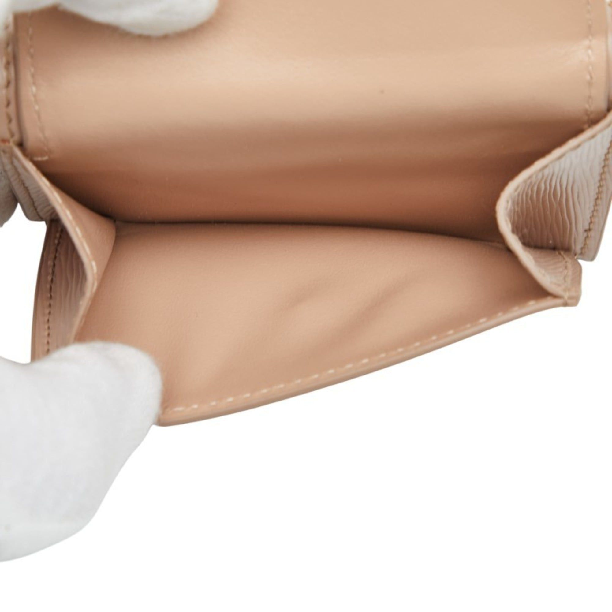 Prada Prada Tri-fold Compact Wallet 1MH021 Beige Vitello Dino Leather Women's PRADA Size ONE SIZE - 7 Thumbnail