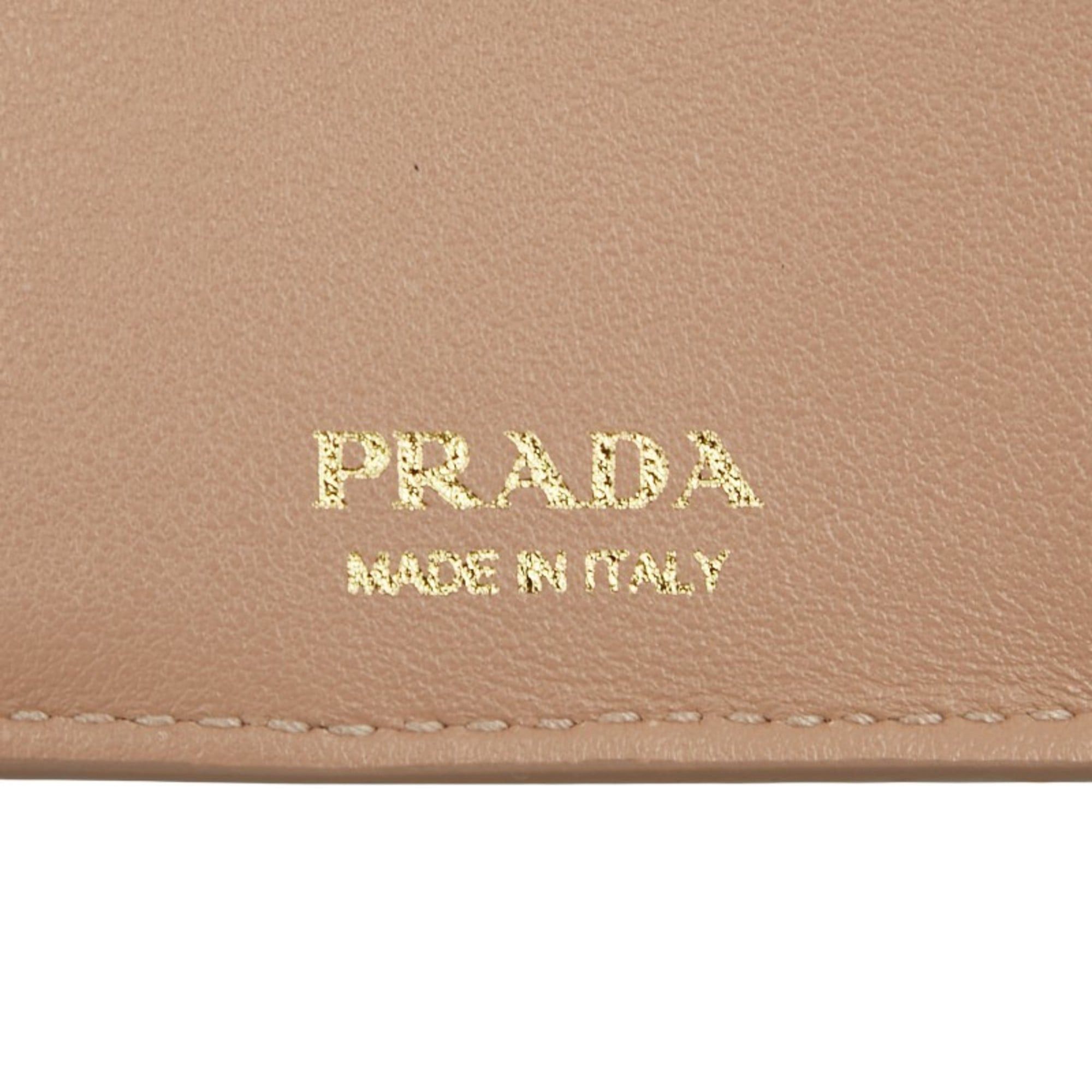 Prada Prada Tri-fold Compact Wallet 1MH021 Beige Vitello Dino Leather Women's PRADA Size ONE SIZE - 8 Thumbnail
