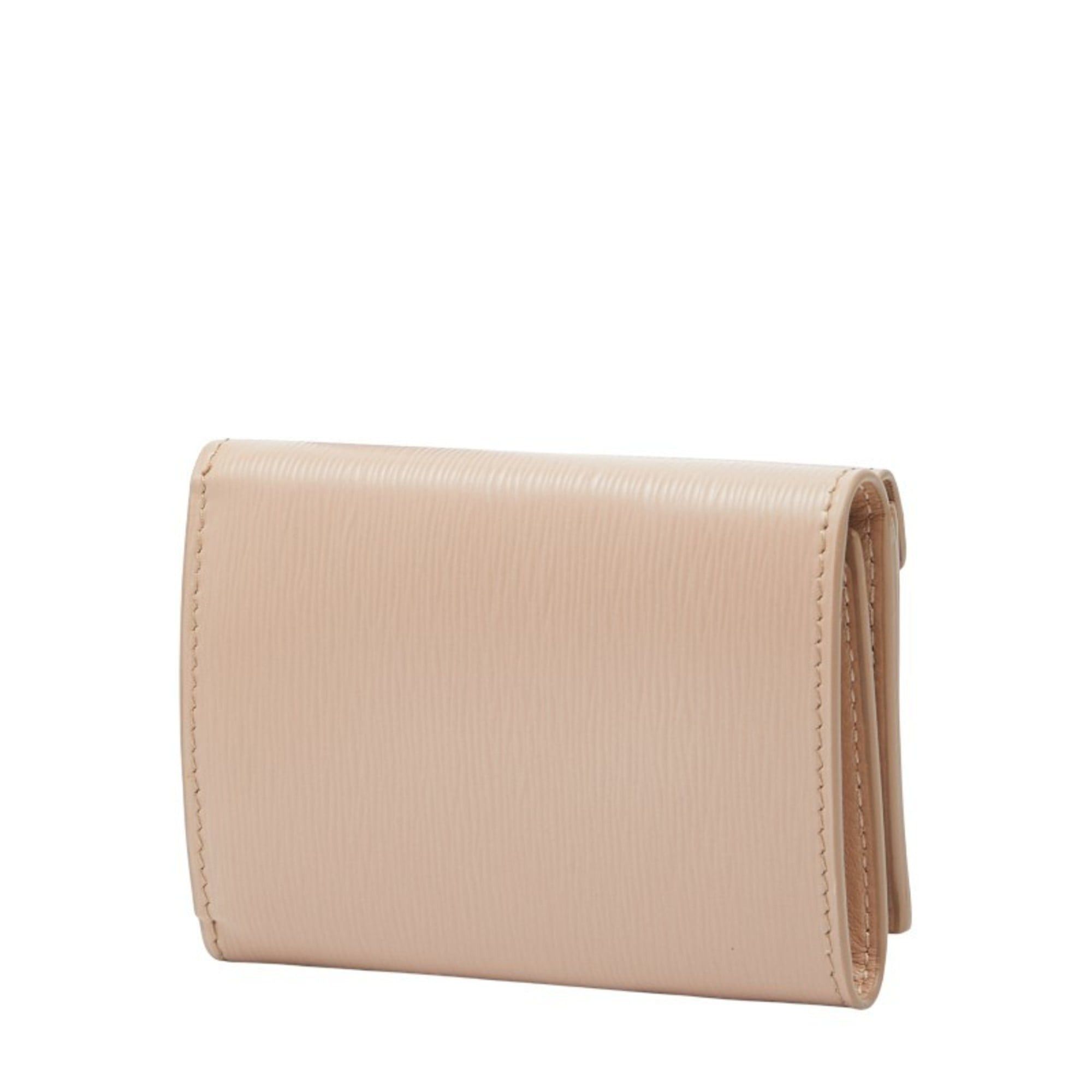 Prada Prada Tri-fold Compact Wallet 1MH021 Beige Vitello Dino Leather Women's PRADA Size ONE SIZE - 2 Thumbnail