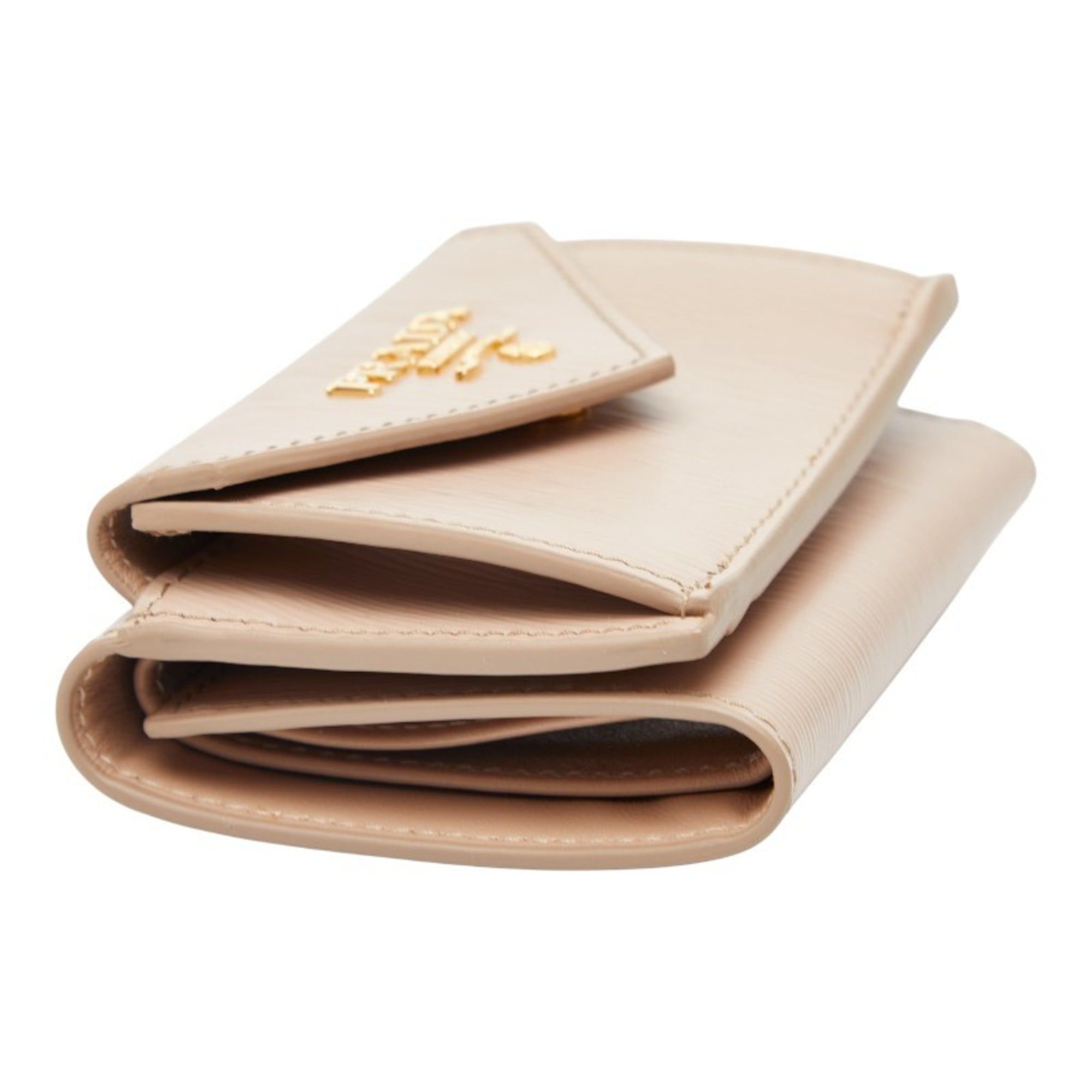 Prada Prada Tri-fold Compact Wallet 1MH021 Beige Vitello Dino Leather Women's PRADA Size ONE SIZE - 5 Thumbnail