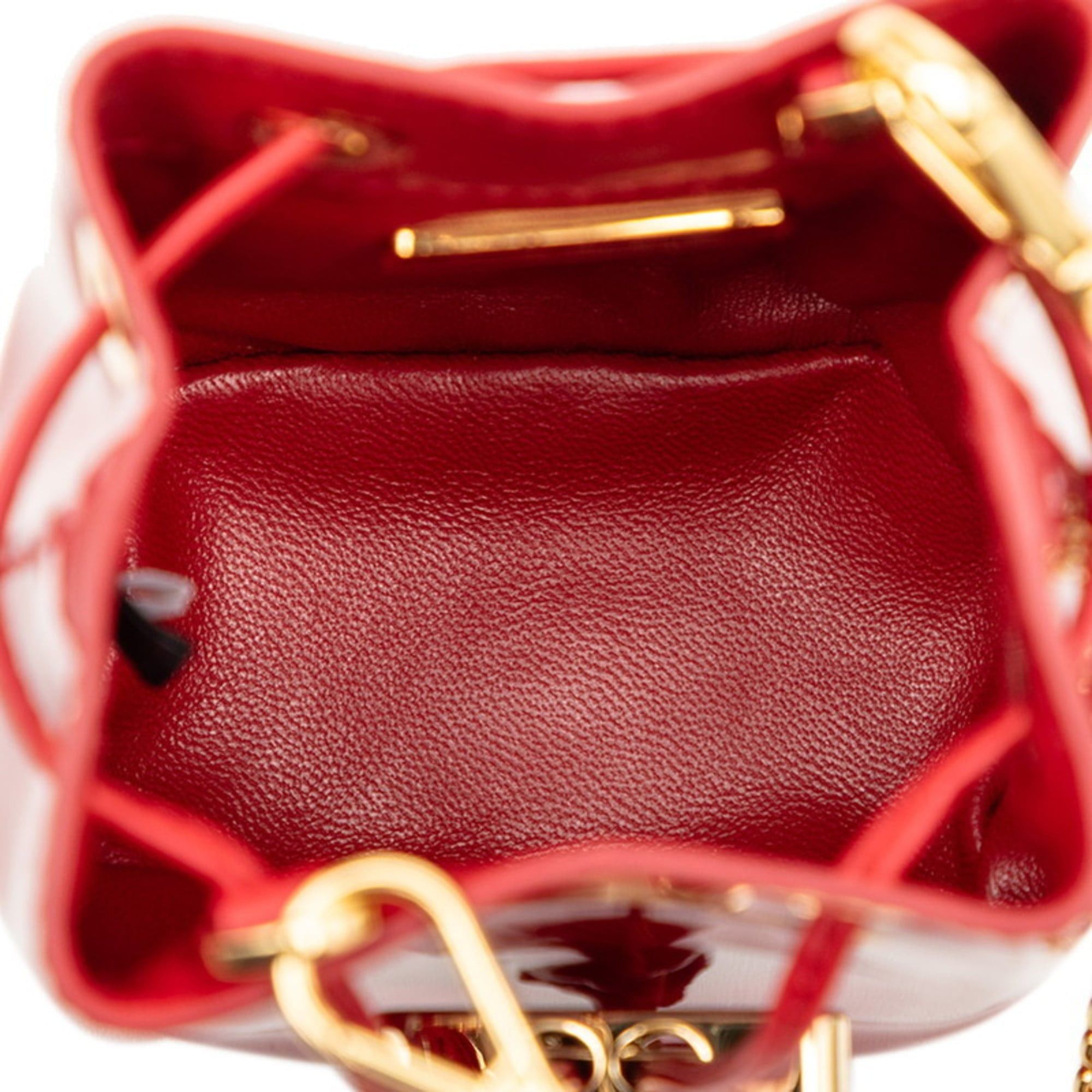Prada Prada Triangle Logo Plate Mini Chain Shoulder Bag Pouch 1NR016 Red Patent Leather Women's PRADA Size ONE SIZE - 4 Thumbnail