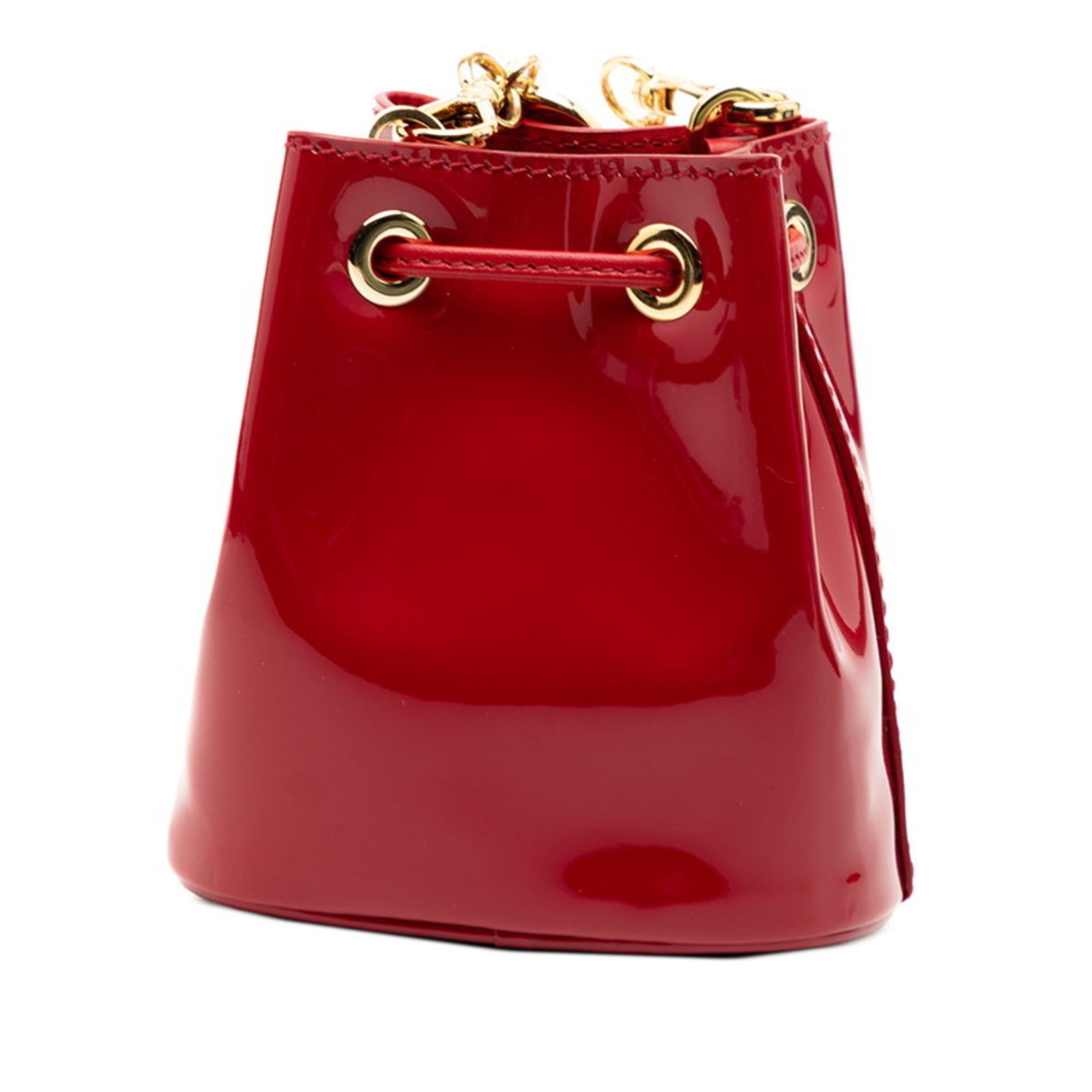 Prada Prada Triangle Logo Plate Mini Chain Shoulder Bag Pouch 1NR016 Red Patent Leather Women's PRADA Size ONE SIZE - 2 Thumbnail