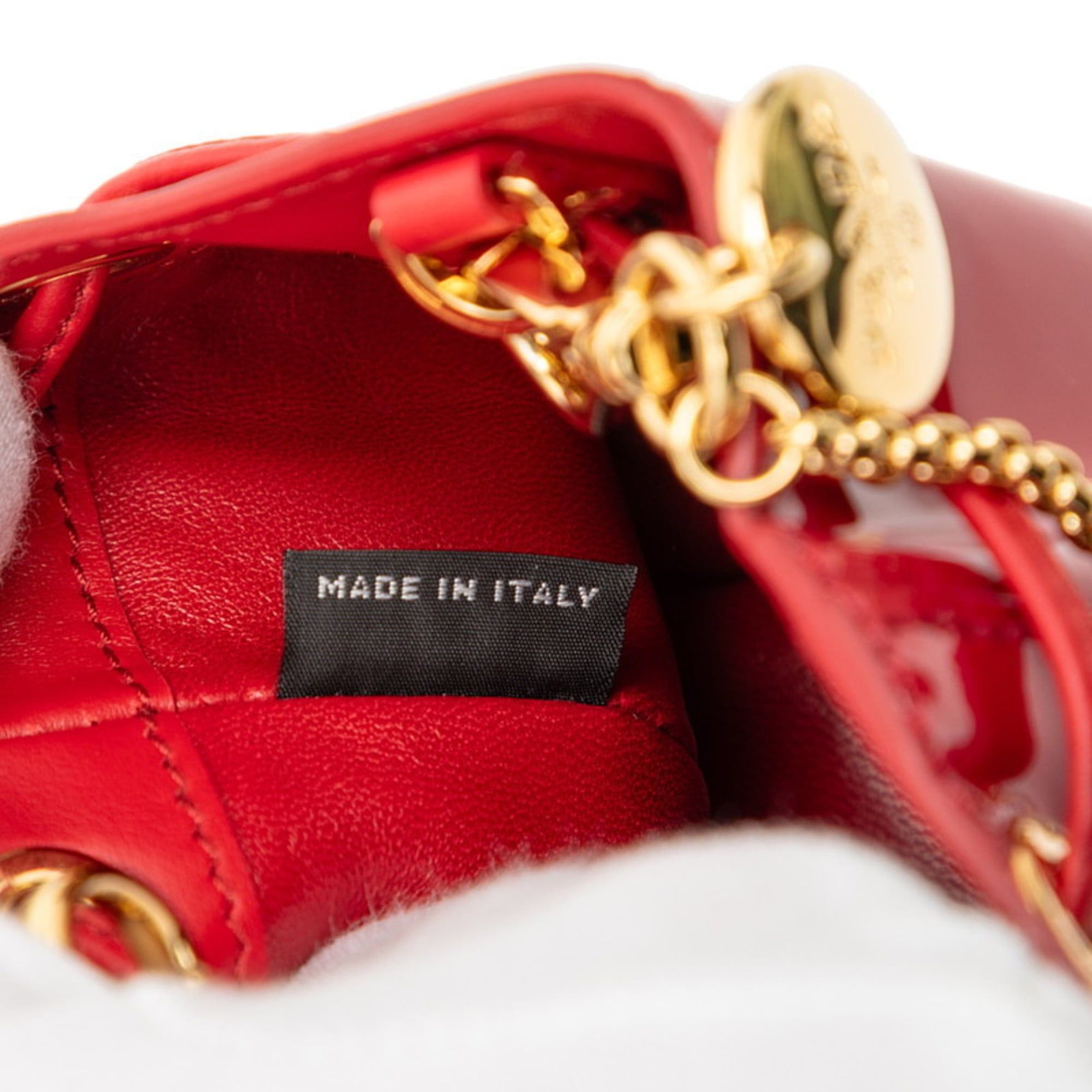 Prada Prada Triangle Logo Plate Mini Chain Shoulder Bag Pouch 1NR016 Red Patent Leather Women's PRADA Size ONE SIZE - 7 Thumbnail