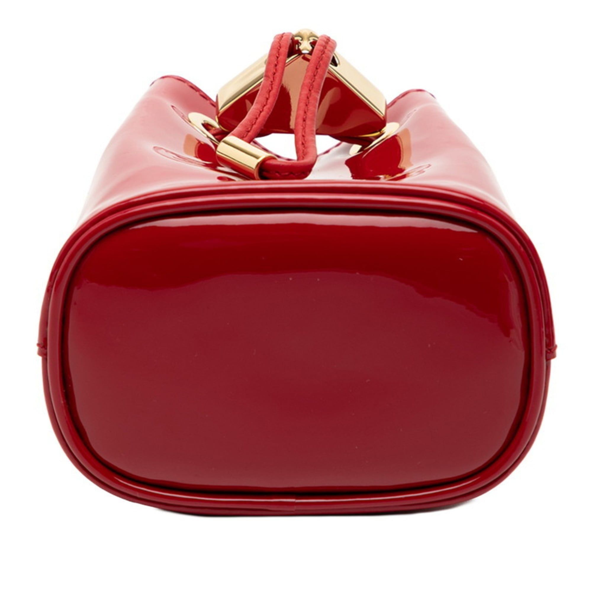 Prada Prada Triangle Logo Plate Mini Chain Shoulder Bag Pouch 1NR016 Red Patent Leather Women's PRADA Size ONE SIZE - 3 Thumbnail