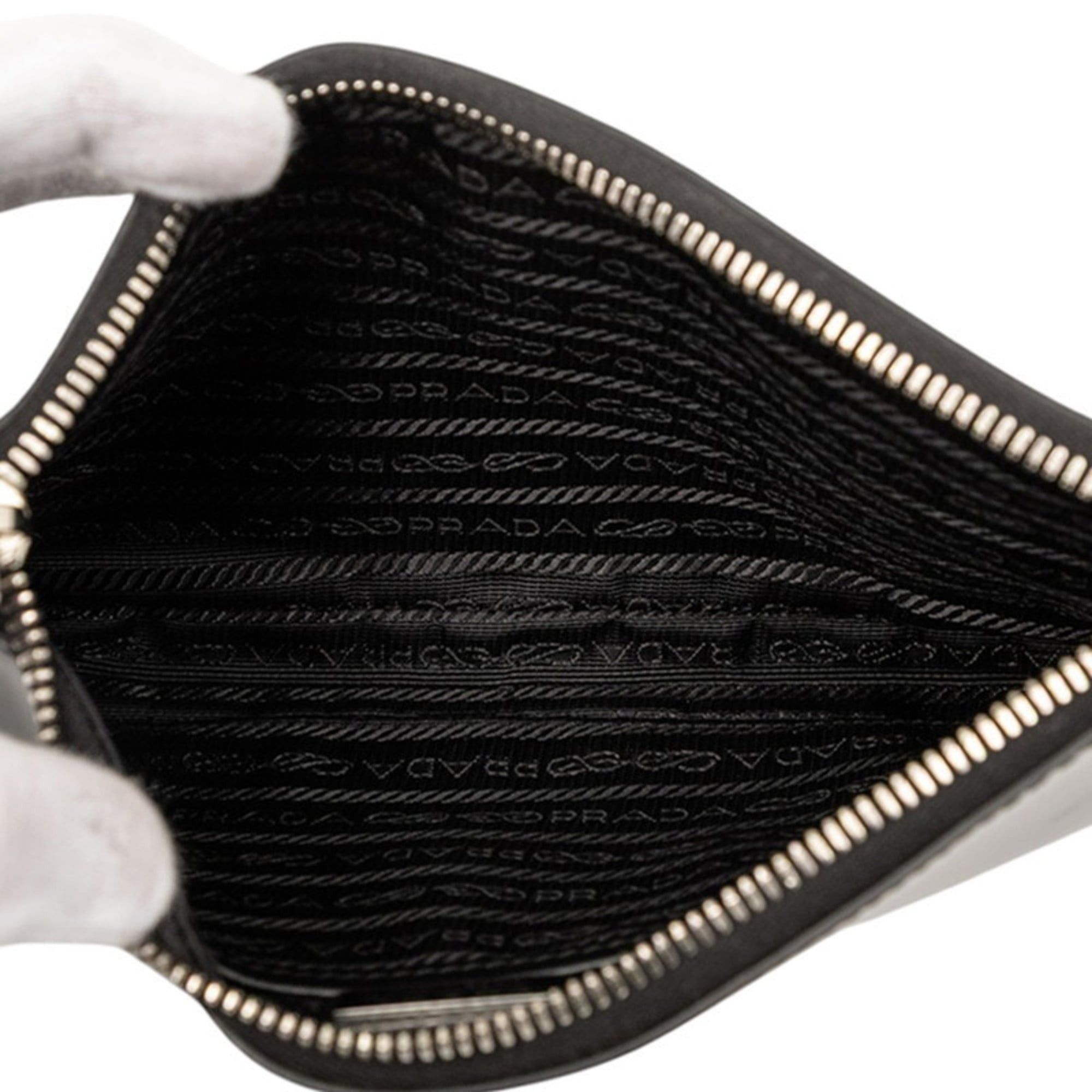 Prada Triangle Logo Plate Shoulder Bag 2VH129 Black Leather Women's PRADA