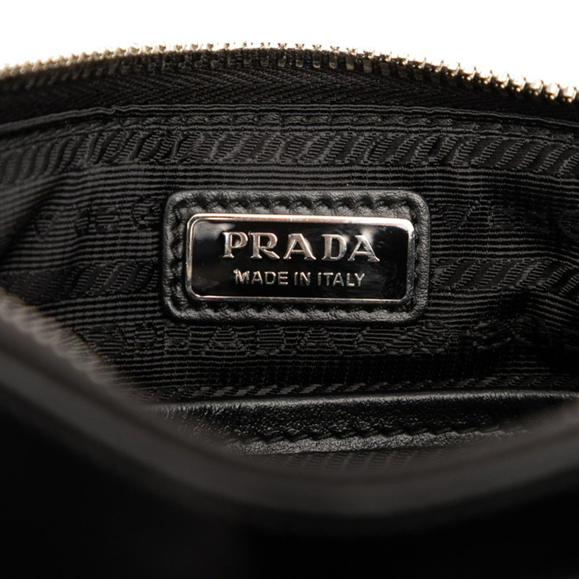 Prada Triangle Logo Plate Shoulder Bag 2VH129 Black Leather Women's PRADA