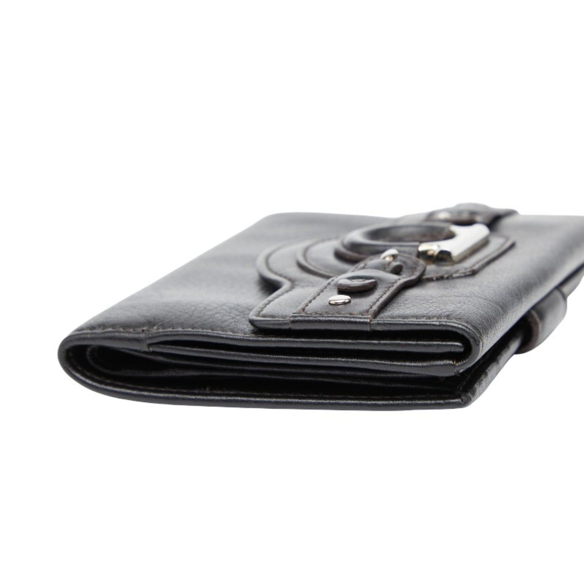 Salvatore Ferragamo Salvatore Ferragamo Gancini Bifold Wallet in Black Leather for Women Size ONE SIZE - 4 Thumbnail