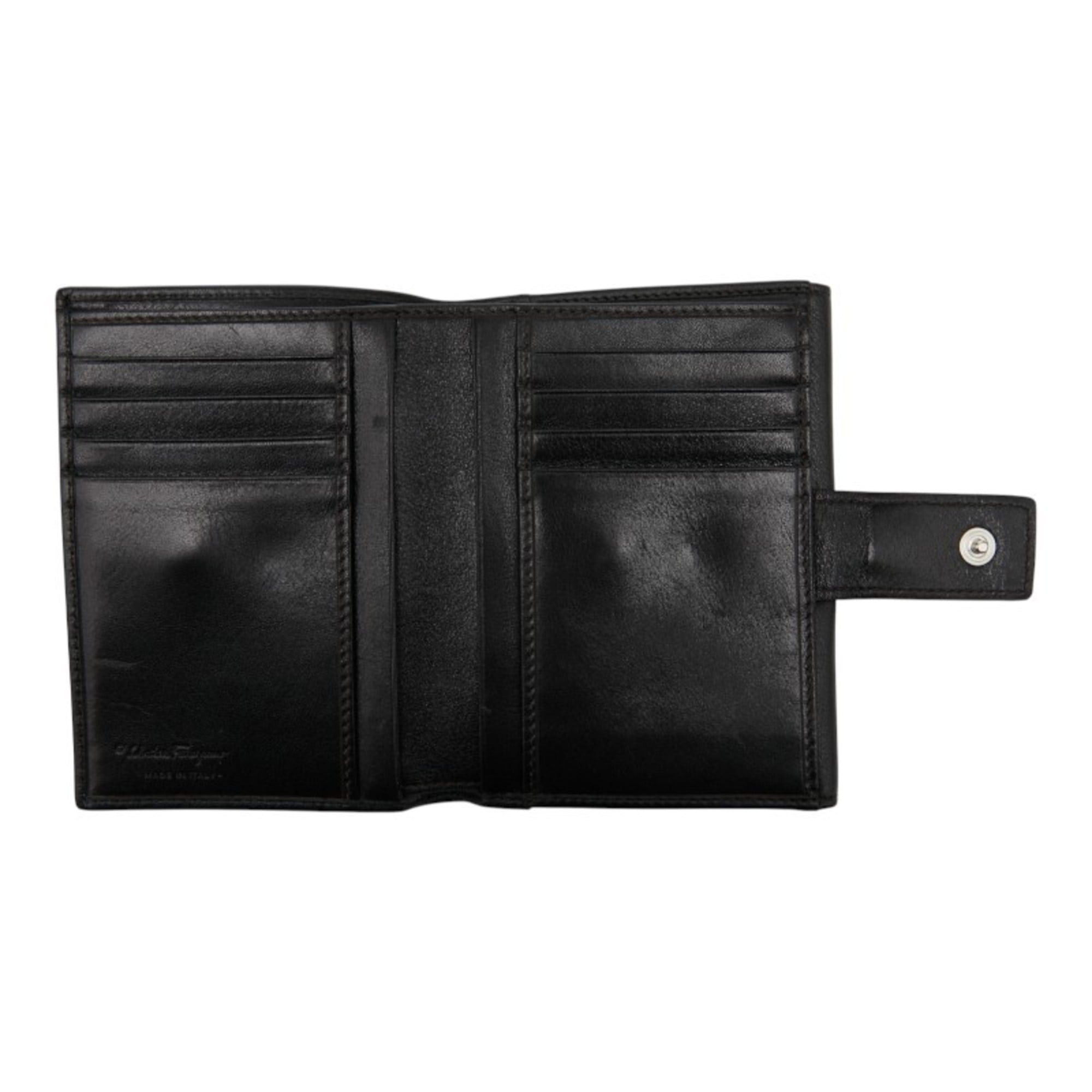 Salvatore Ferragamo Salvatore Ferragamo Gancini Bifold Wallet in Black Leather for Women Size ONE SIZE - 6 Thumbnail