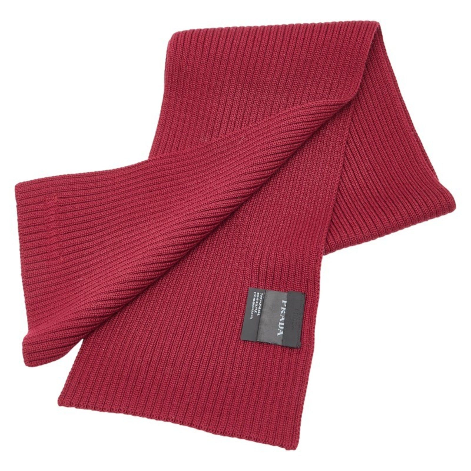Prada Prada Sport Line Logo Scarf SMS180 Red Wool Women's PRADA Size ONE SIZE - 2 Thumbnail