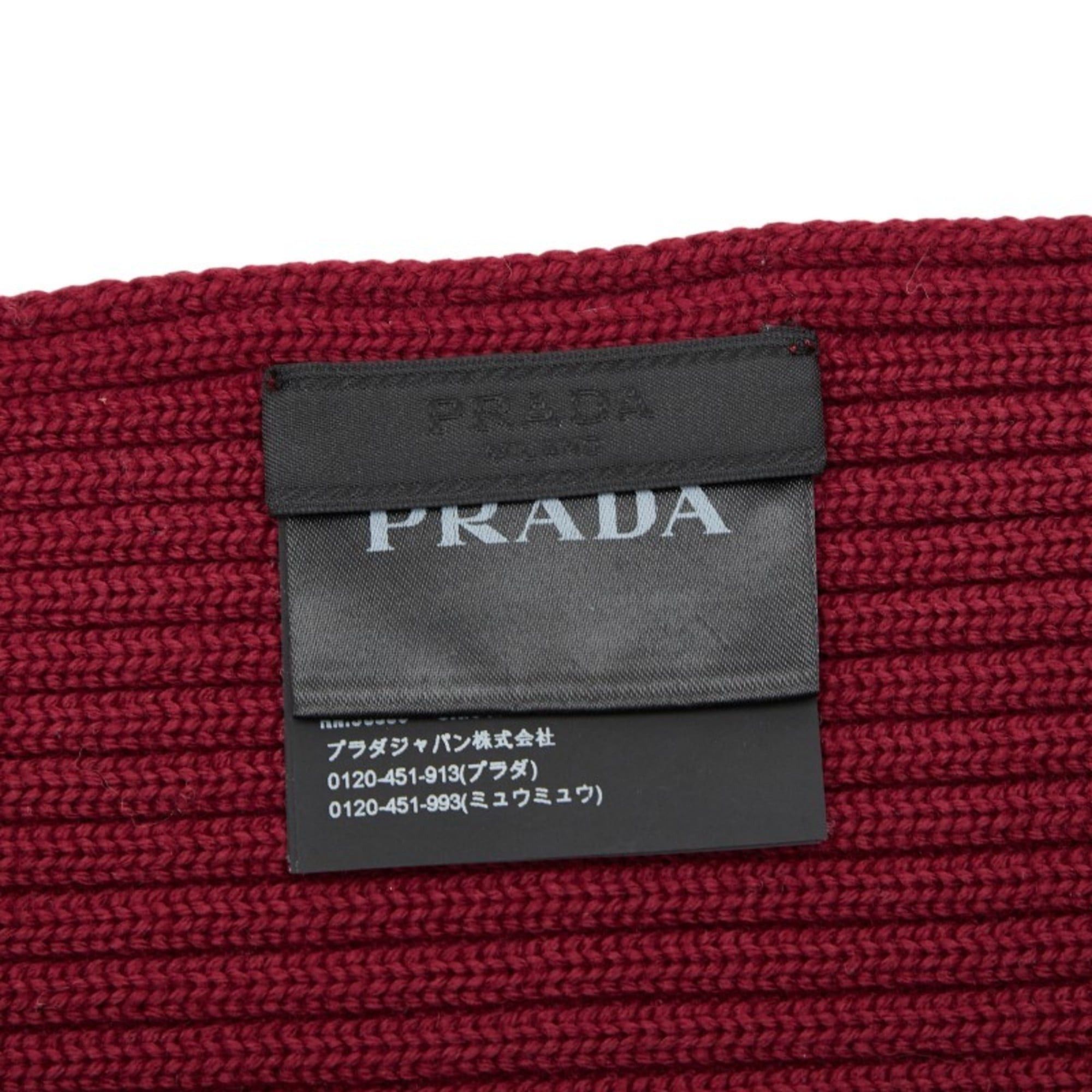 Prada Prada Sport Line Logo Scarf SMS180 Red Wool Women's PRADA Size ONE SIZE - 4 Thumbnail