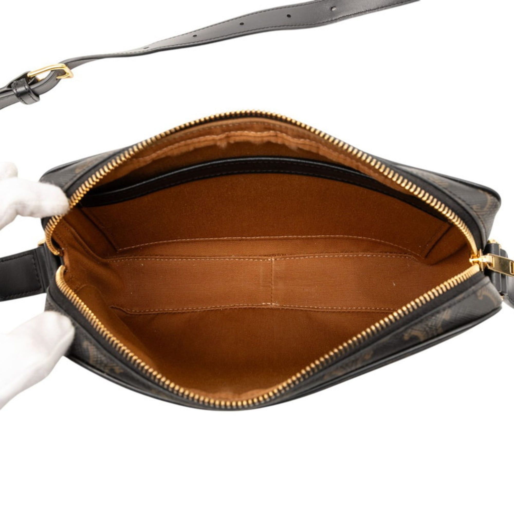 Celine Celine Triomphe Shoulder Bag in Black and Brown Leather for Women Size ONE SIZE - 4 Thumbnail