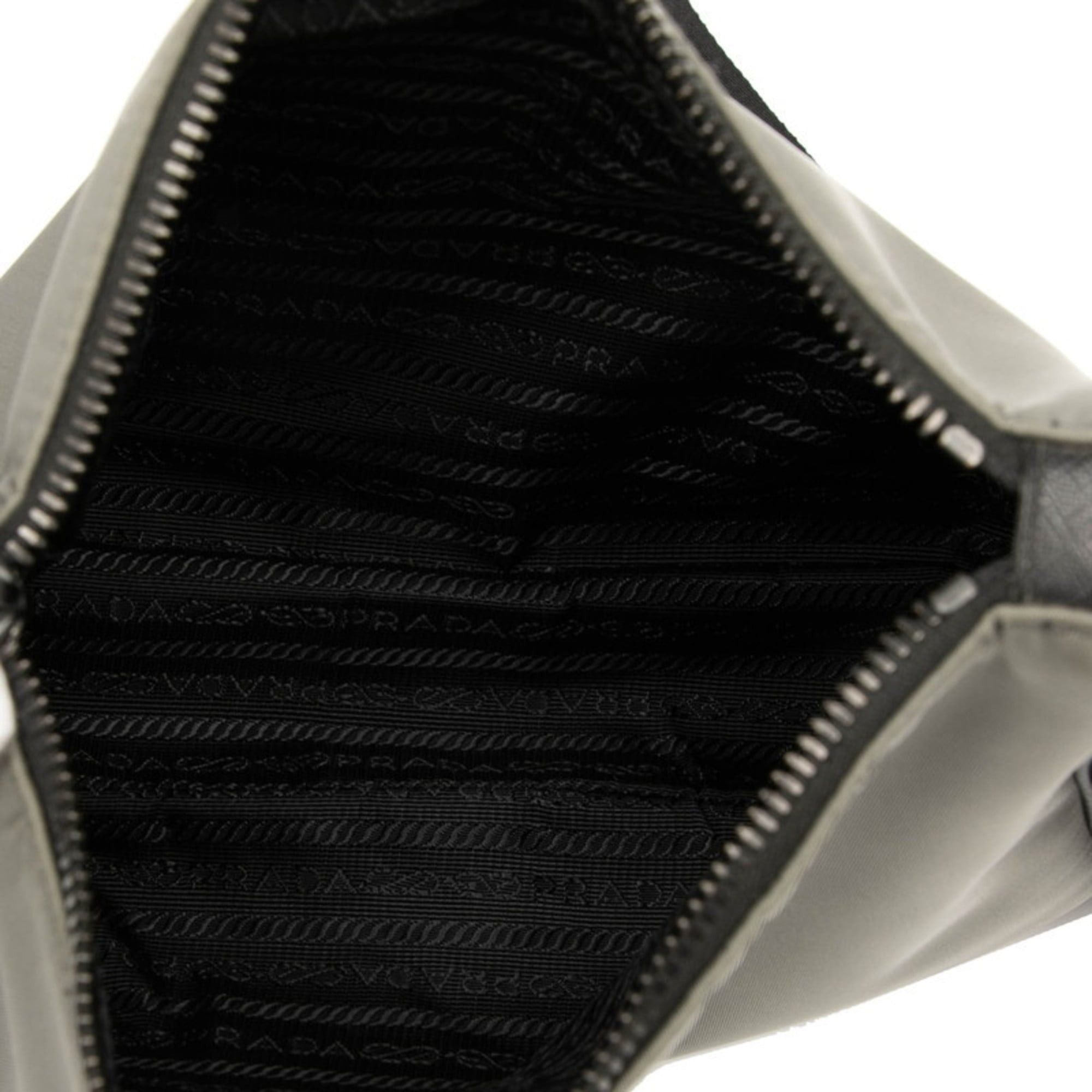 Prada Prada Triangle Logo Plate Shoulder Bag 2VH113 Gray Black Nylon Leather Women's PRADA Size ONE SIZE - 4 Thumbnail
