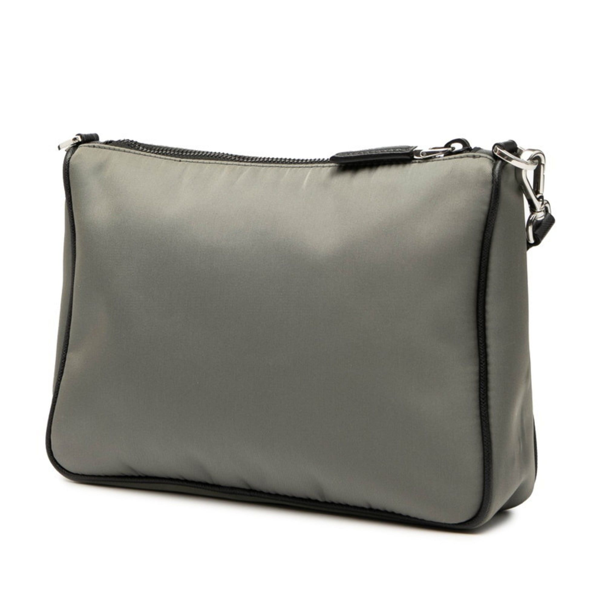 Prada Prada Triangle Logo Plate Shoulder Bag 2VH113 Gray Black Nylon Leather Women's PRADA Size ONE SIZE - 2 Thumbnail
