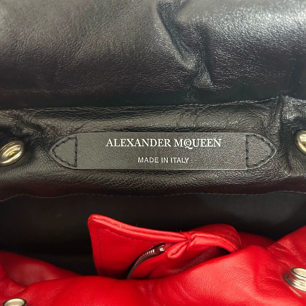 Alexander McQueen black leather down jacket with red accents Size US L / EU 52-54 / 3 - 3 Thumbnail