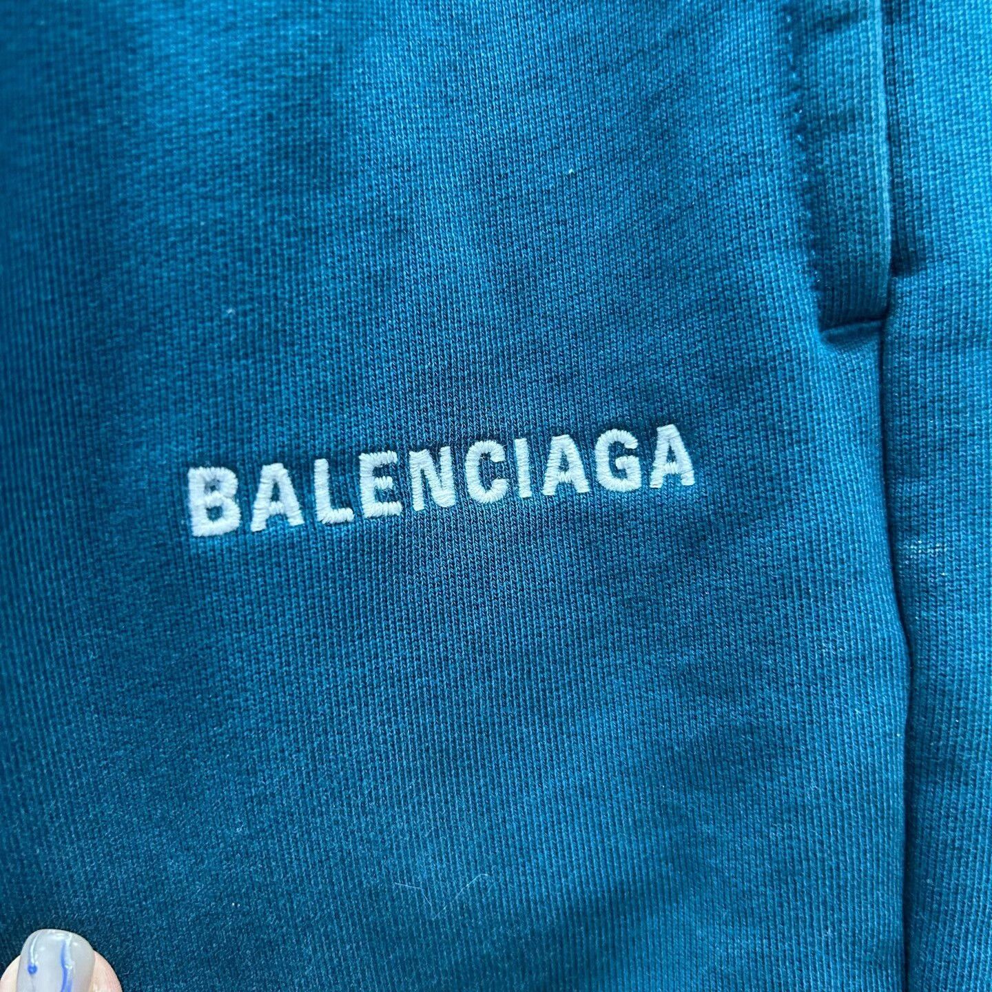 Balenciaga embroidered aqua blue jogger pants Size 23" - 3 Thumbnail