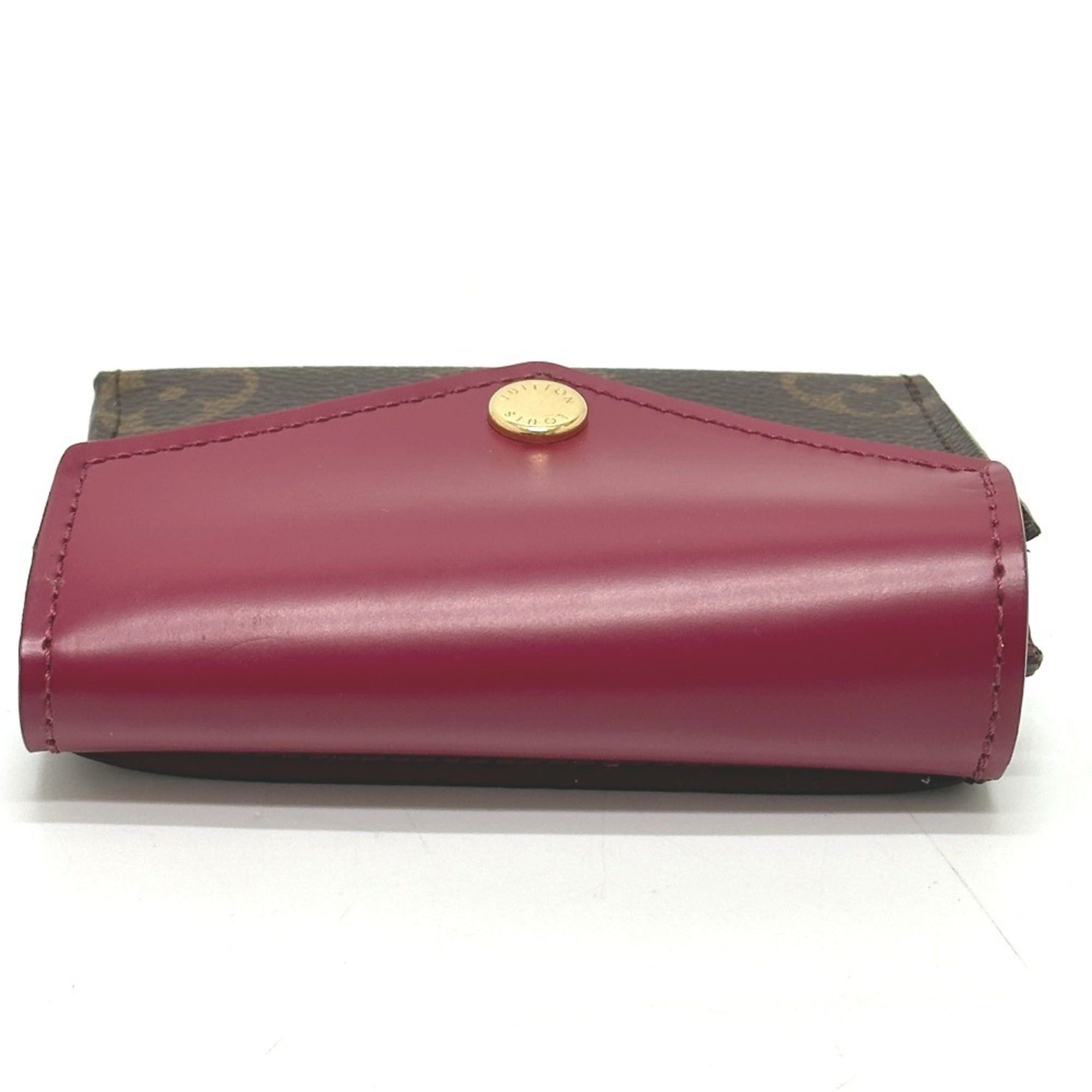 Louis Vuitton LOUIS VUITTON M62932 Portefeuille Zoe Tri-fold Wallet in Monogram Canvas, Women's, Brown x Fuchsia Size ONE SIZE - 5 Thumbnail
