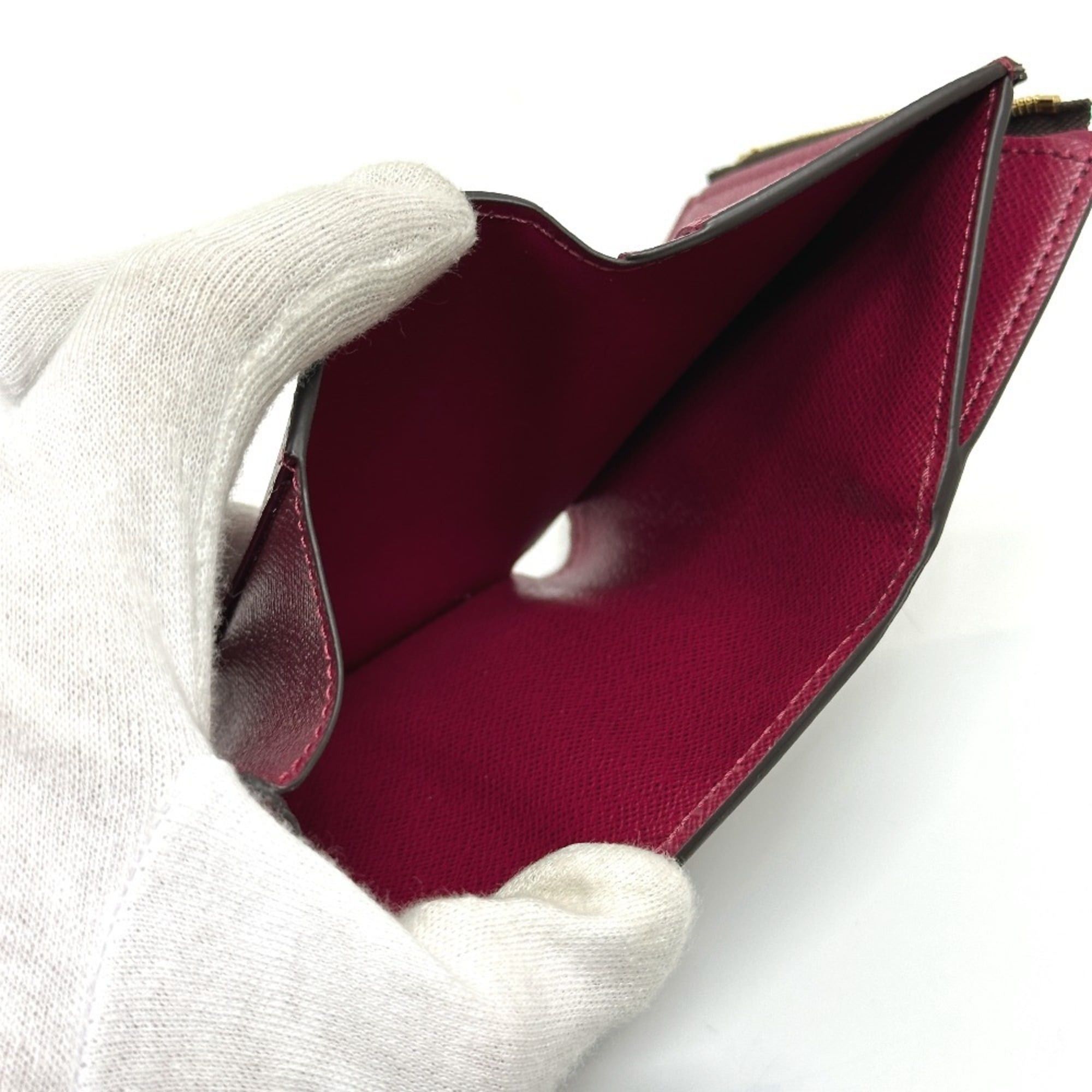 Louis Vuitton LOUIS VUITTON M62932 Portefeuille Zoe Tri-fold Wallet in Monogram Canvas, Women's, Brown x Fuchsia Size ONE SIZE - 11 Thumbnail