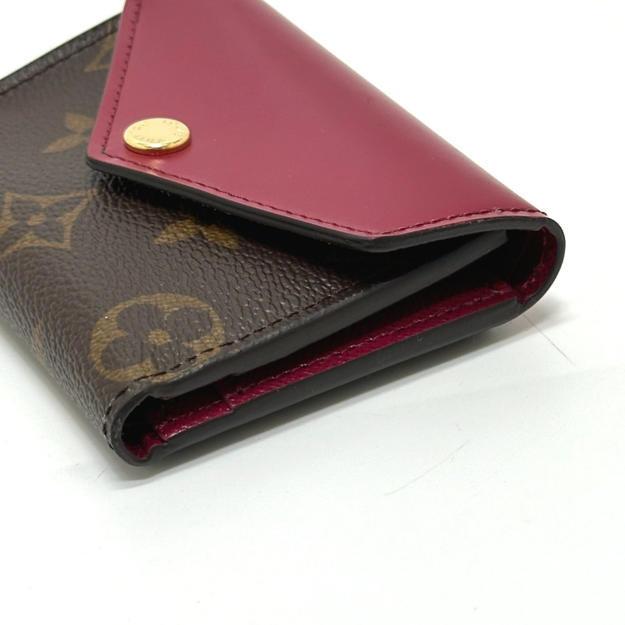 Louis Vuitton LOUIS VUITTON M62932 Portefeuille Zoe Tri-fold Wallet in Monogram Canvas, Women's, Brown x Fuchsia Size ONE SIZE - 4 Thumbnail