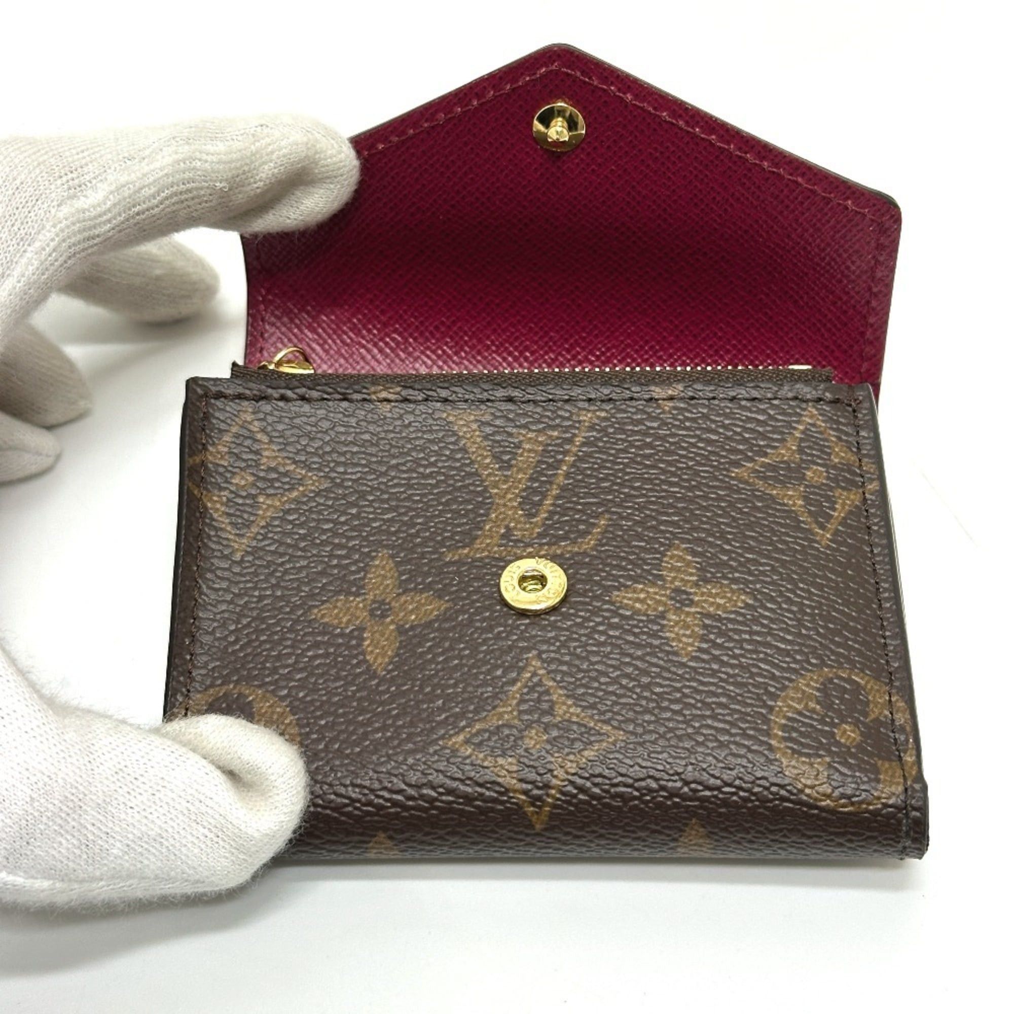 Louis Vuitton LOUIS VUITTON M62932 Portefeuille Zoe Tri-fold Wallet in Monogram Canvas, Women's, Brown x Fuchsia Size ONE SIZE - 7 Thumbnail