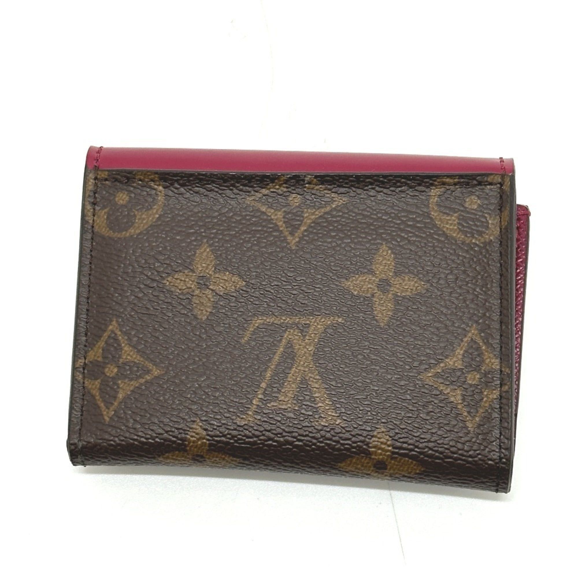 Louis Vuitton LOUIS VUITTON M62932 Portefeuille Zoe Tri-fold Wallet in Monogram Canvas, Women's, Brown x Fuchsia Size ONE SIZE - 2 Thumbnail