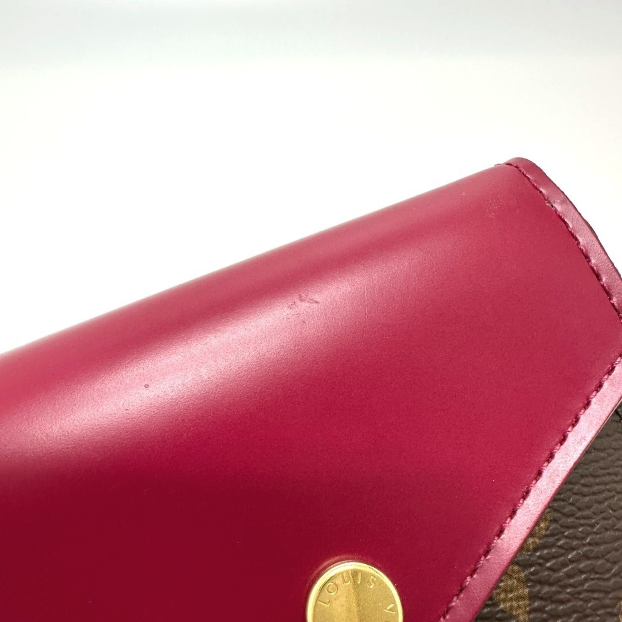 Louis Vuitton LOUIS VUITTON M62932 Portefeuille Zoe Tri-fold Wallet in Monogram Canvas, Women's, Brown x Fuchsia Size ONE SIZE - 13 Thumbnail
