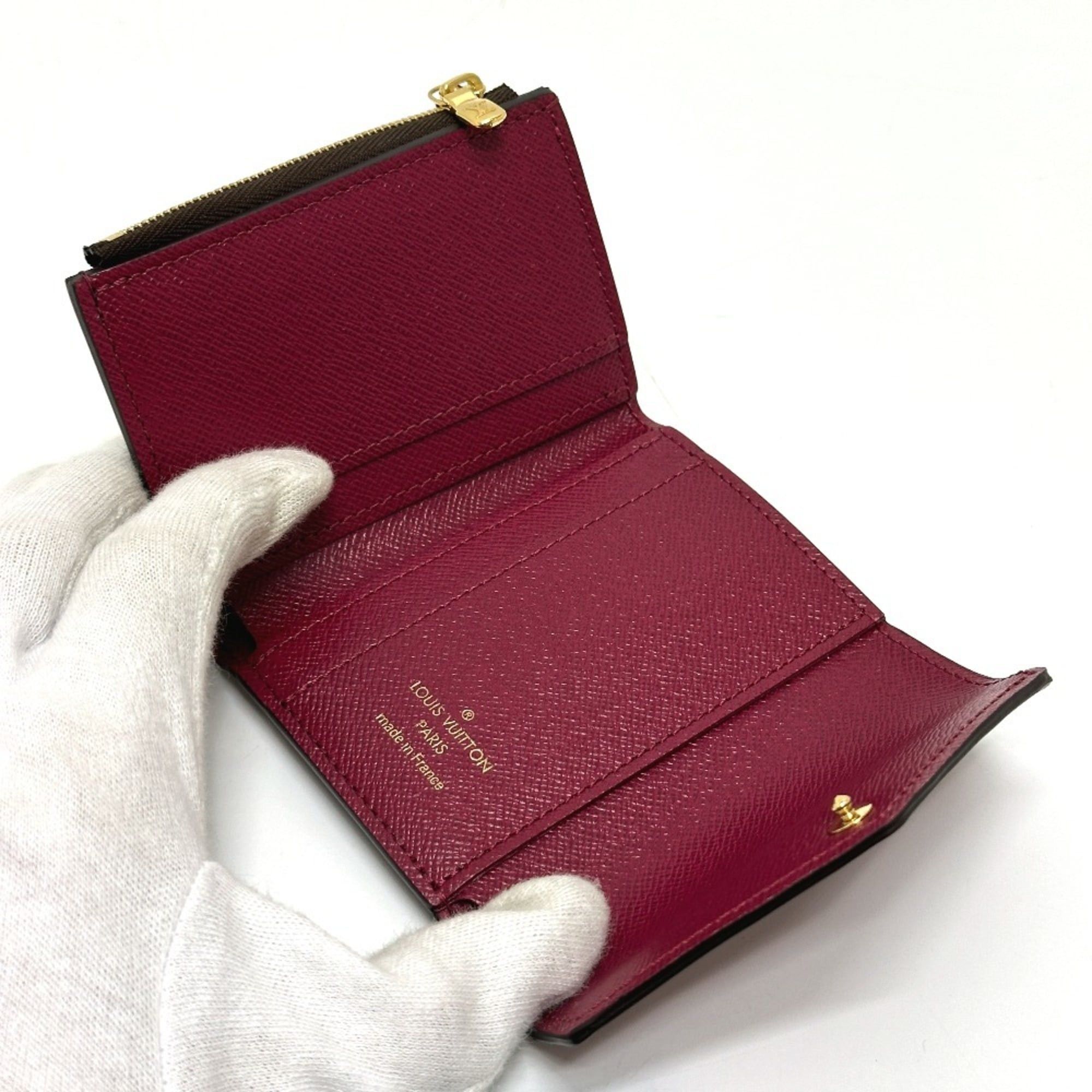 Louis Vuitton LOUIS VUITTON M62932 Portefeuille Zoe Tri-fold Wallet in Monogram Canvas, Women's, Brown x Fuchsia Size ONE SIZE - 8 Thumbnail
