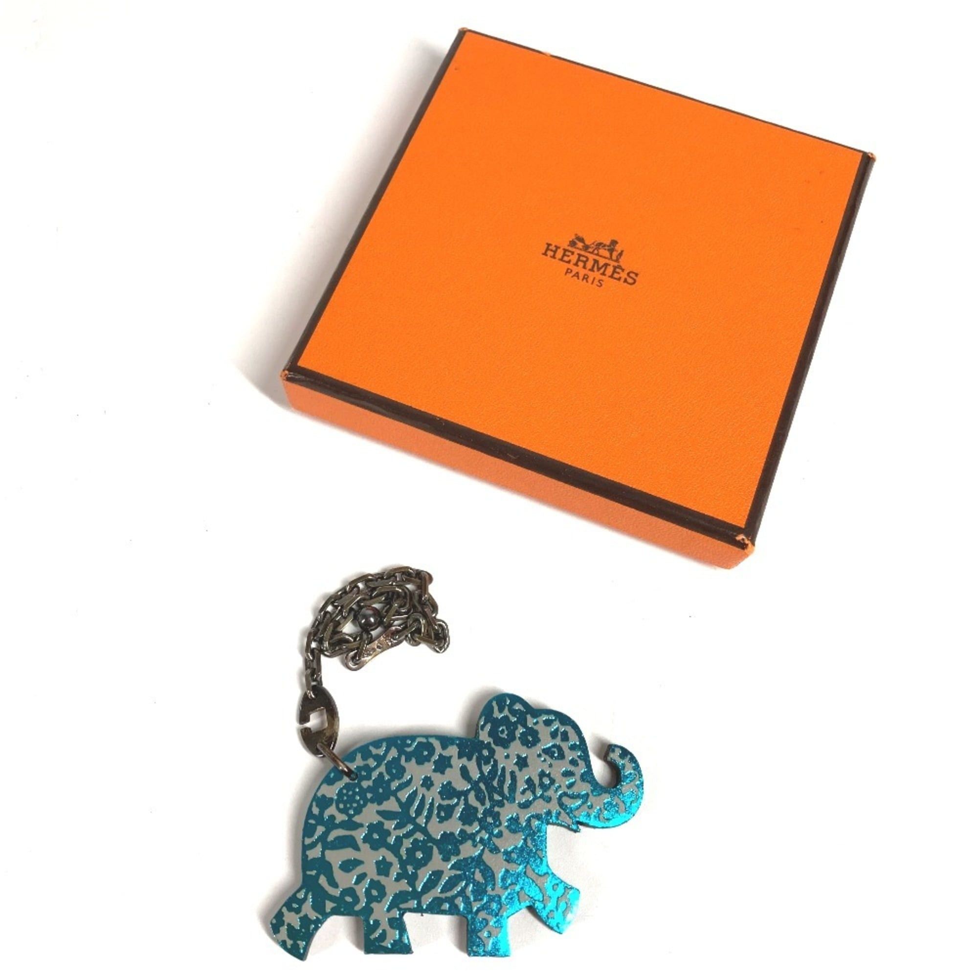 Hermes HERMES Animal Elephant Chain Bag Charm Keychain Leather Men's Women's Gray Size ONE SIZE - 3 Thumbnail