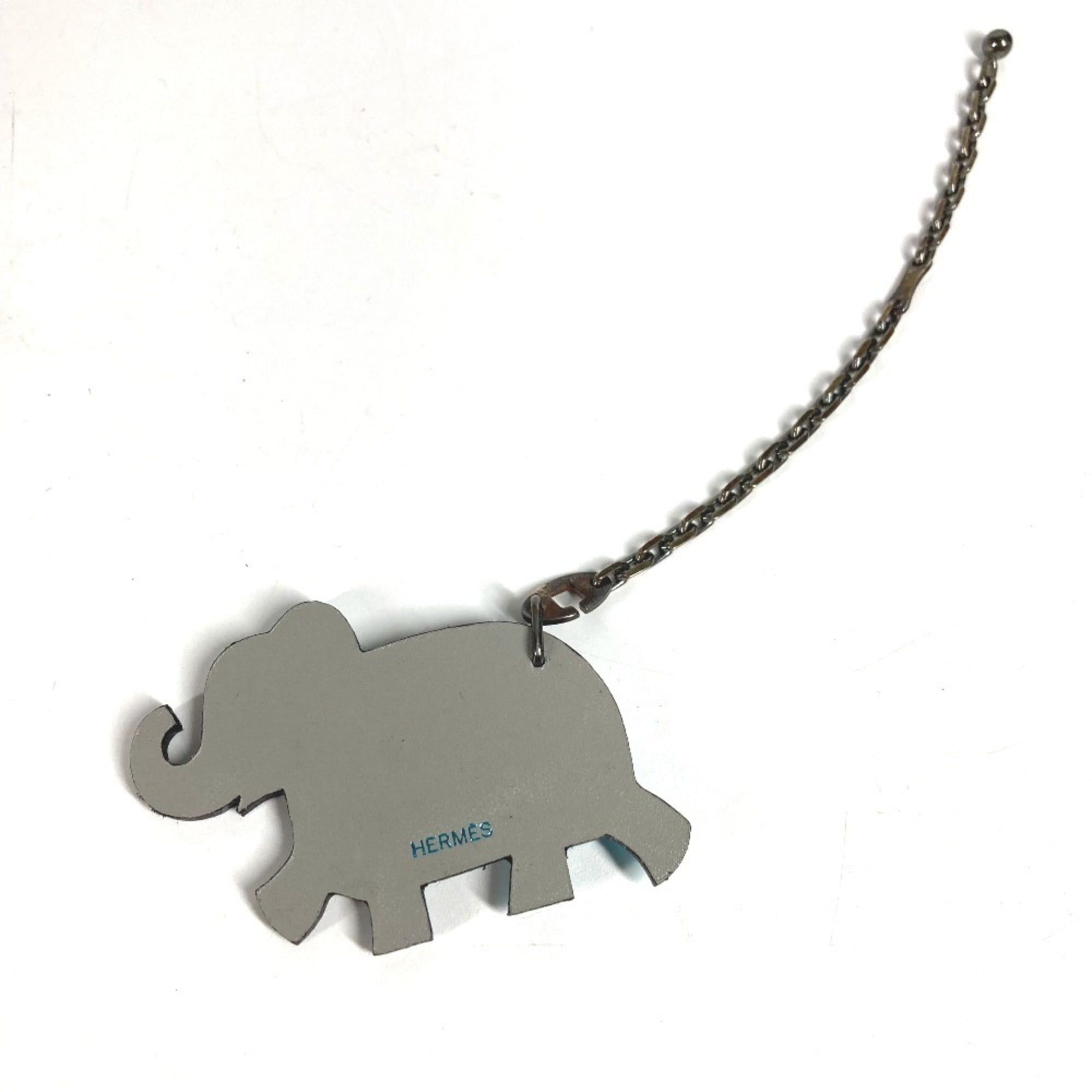 Hermes HERMES Animal Elephant Chain Bag Charm Keychain Leather Men's Women's Gray Size ONE SIZE - 6 Thumbnail
